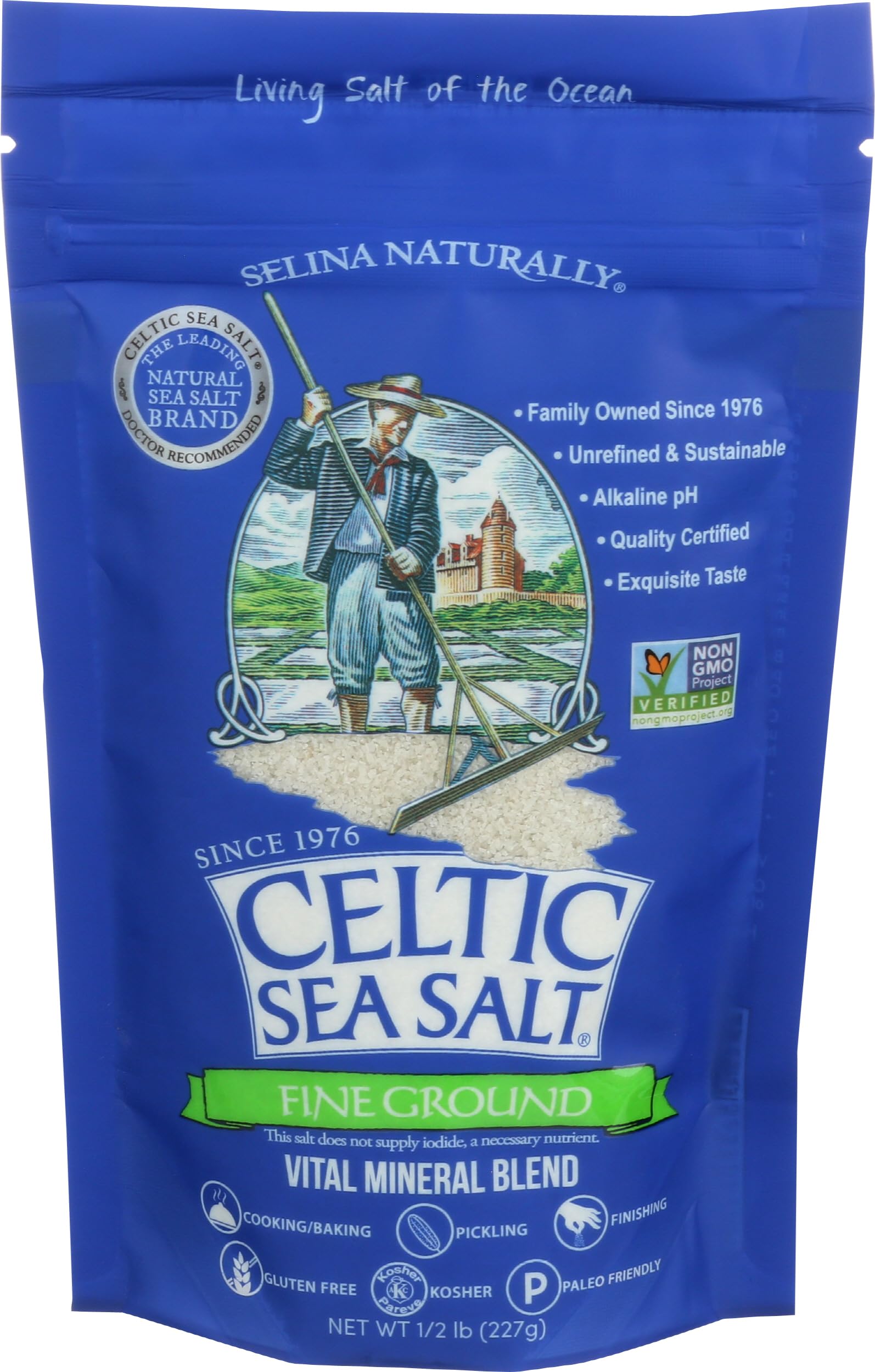 CELTIC SEA SALT, Fine Ground Resealable Bag, 8 oz