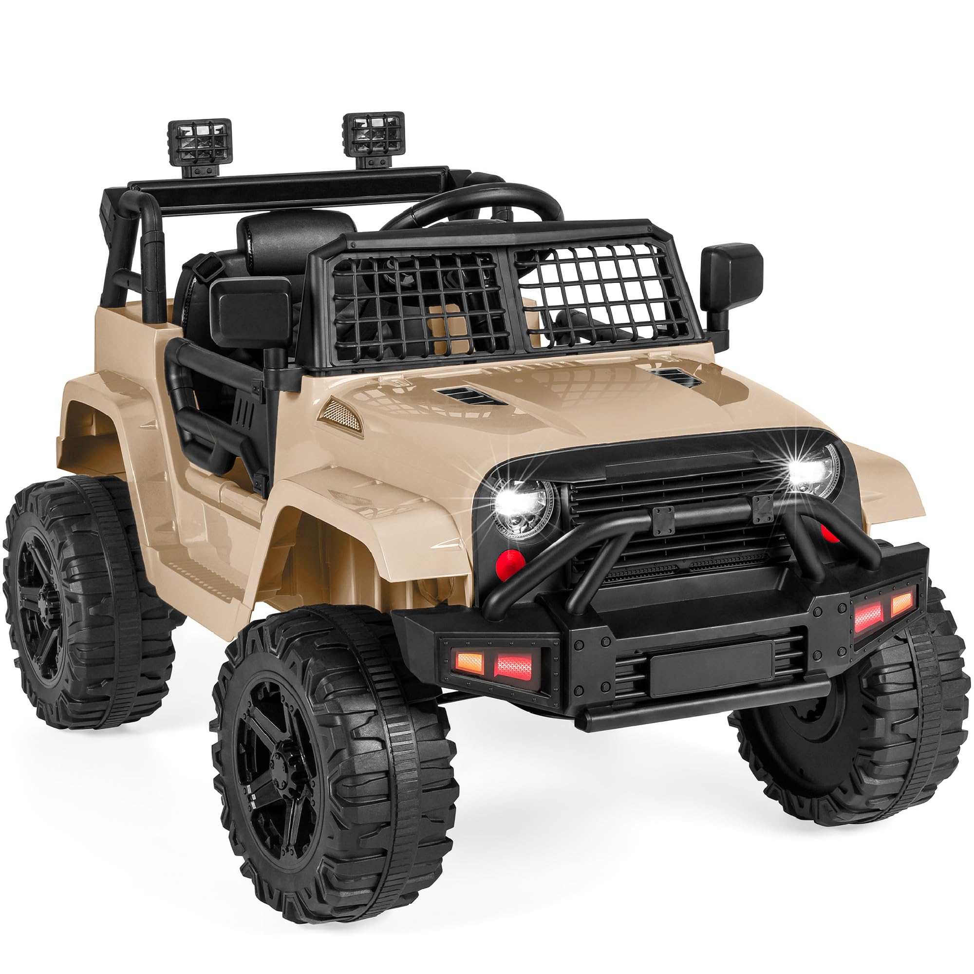 Best Choice Products12V Kids Ride On Truck Car w/Parent Remote Control, Spring Suspension, LED Lights, AUX Port - Sand