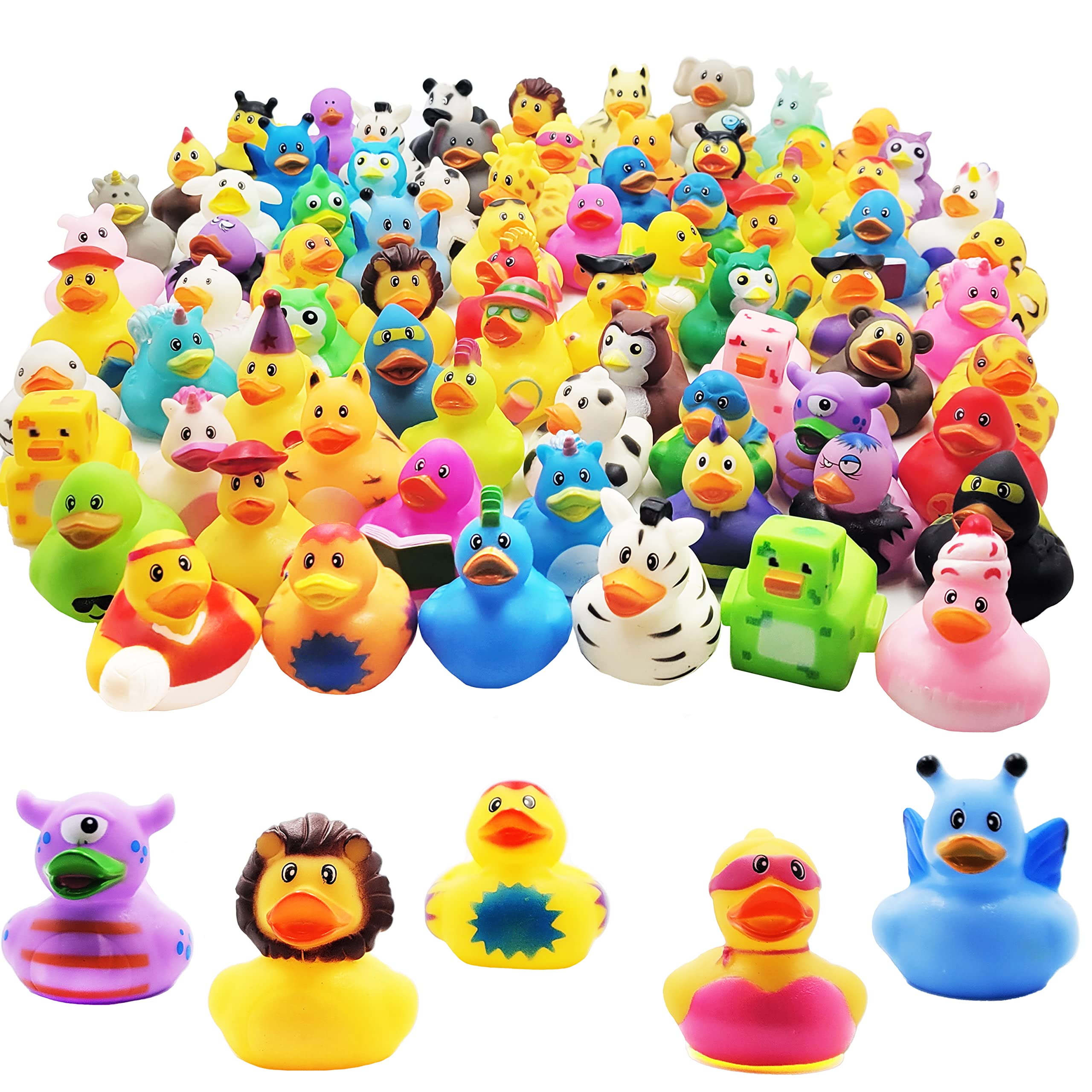 The Dreidel Company Assortment Rubber Duck Toy Duckies for Kids, Bath Birthday Gifts Baby Showers Classroom Incentives, Summer Beach and Pool Activity, 2" (12-Pack)