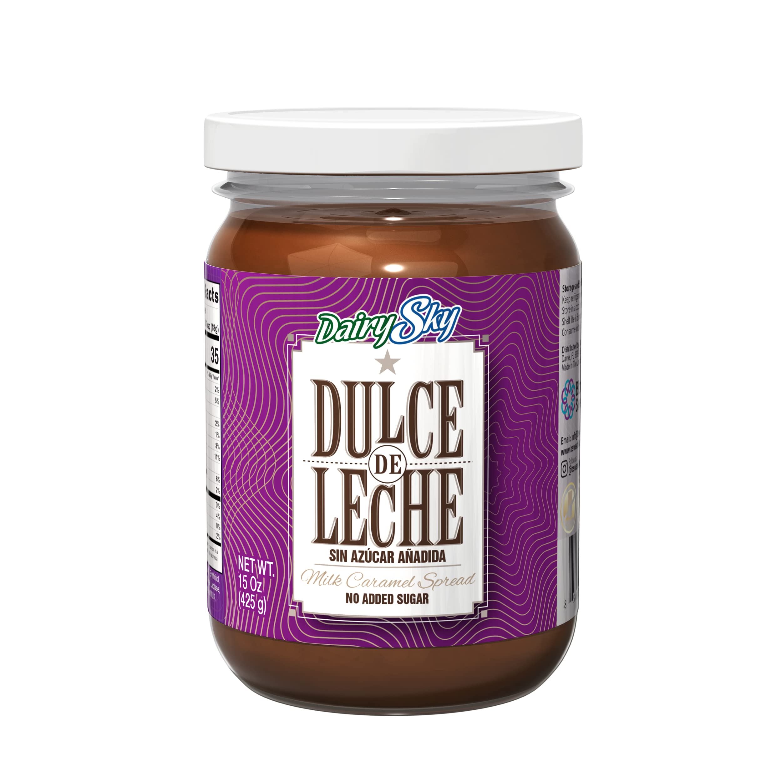 DAIRYSKY Dulce de Leche 15 oz | Sugar Free Caramel Sauce for Coffee | Keto Friendly, Gluten & Lactose Free, Low Calorie Spread & Low Carb Caramel Dips for Ice Cream, Desserts, Pancakes & More