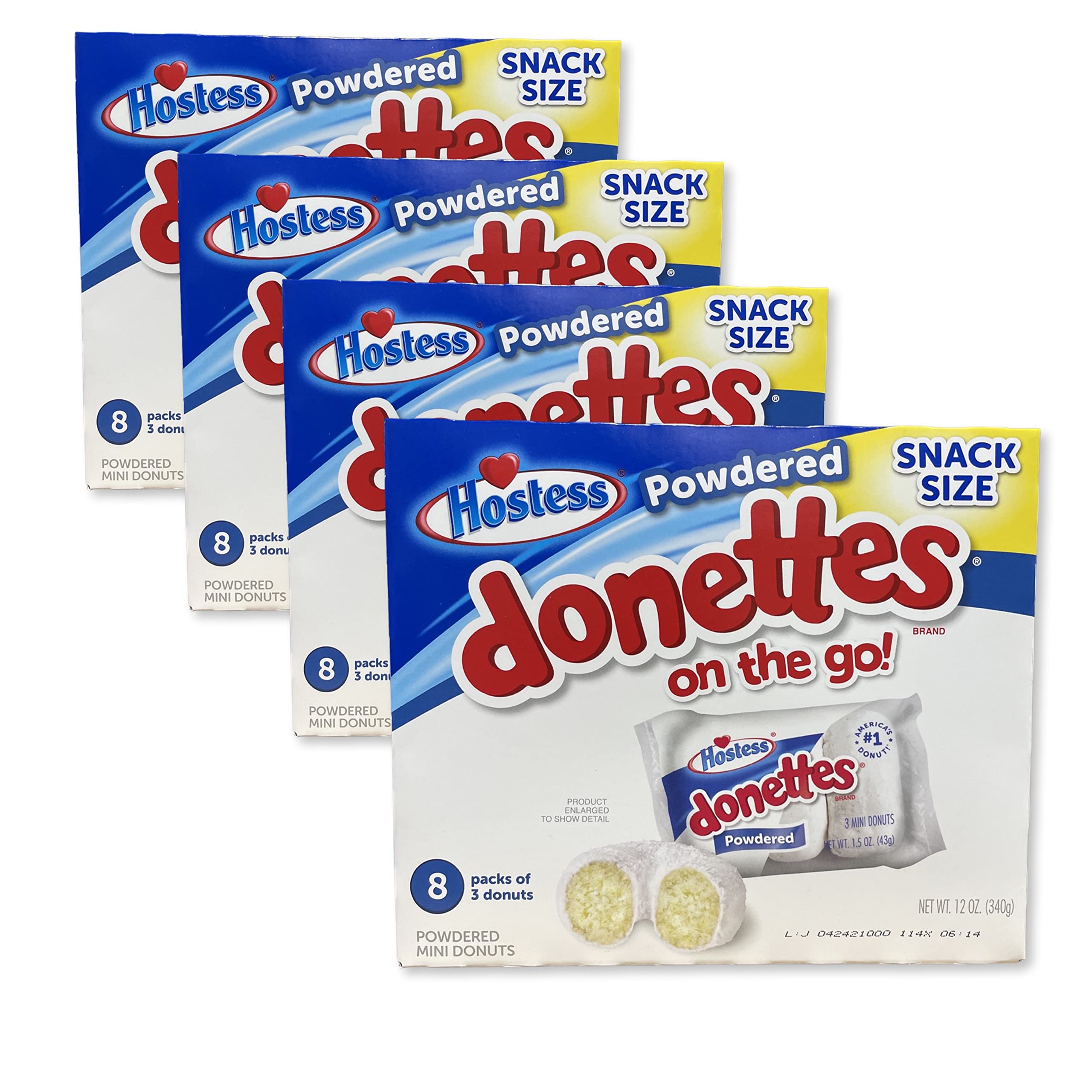 Donettes Bulk Value Pack | 12 Oz Box of 8 | Pack of 4 (96 Total Donuts) (Powdered) Bundled by Tribeca Curations