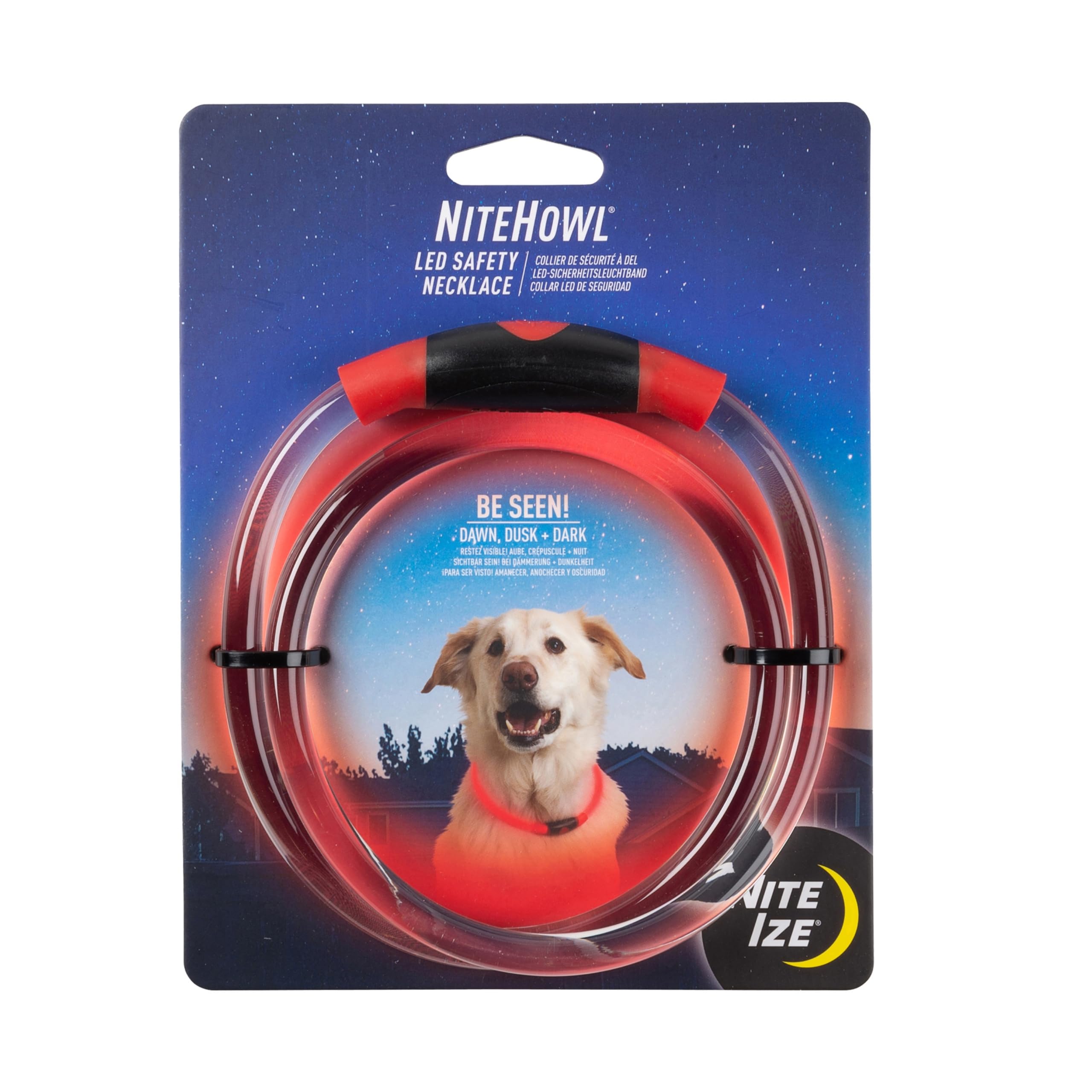 Nite Ize NiteHowl LED Safety Necklace - Light Up Dog Necklace with LED Lights - Dog Accessories for Night - Replaceable Batteries