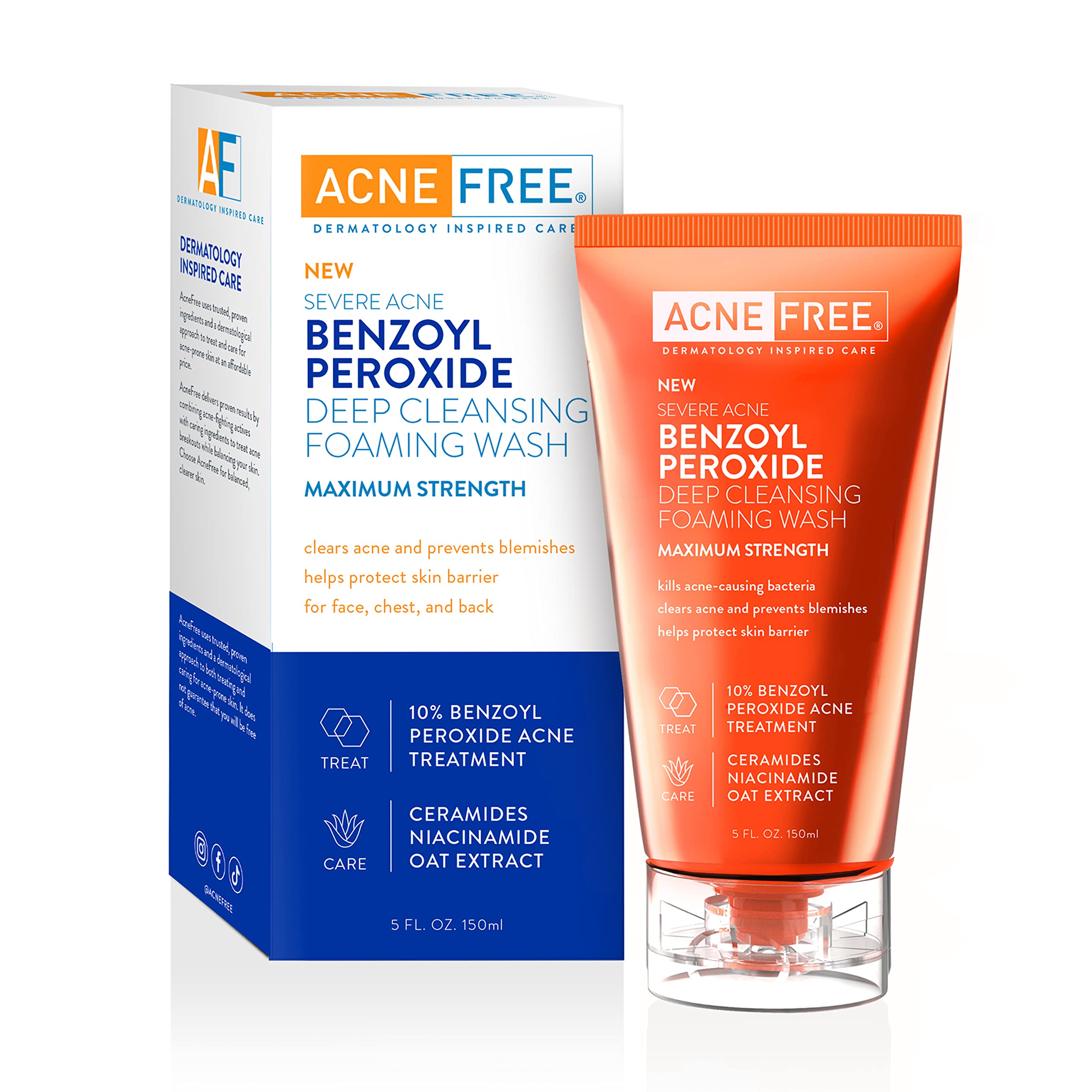 AcneFreeSevere Acne 10% Benzoyl Peroxide Foaming Cleansing Wash, 5 Ounce