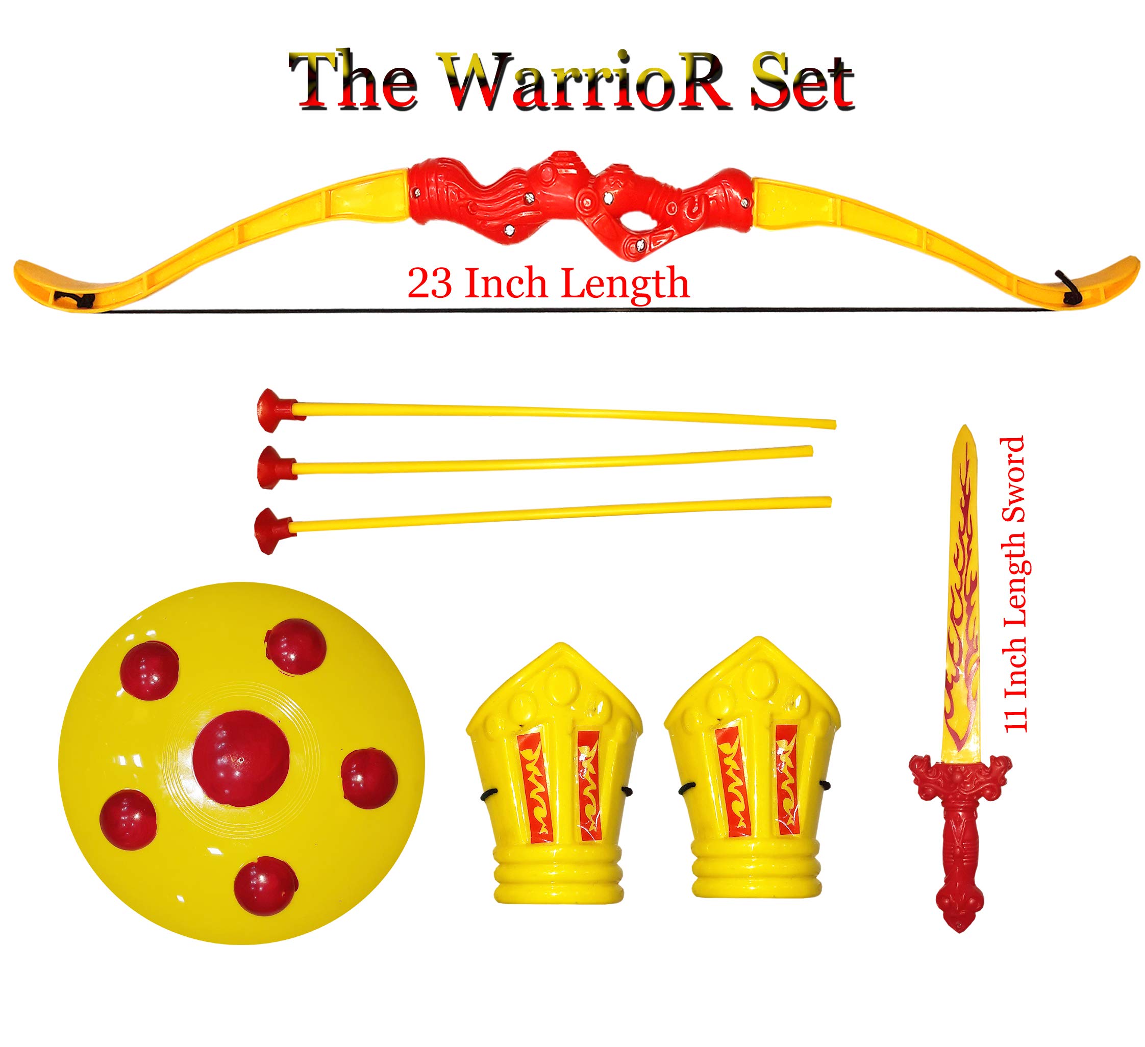 EVAN Warrior Set Bow and Arrow with 3 Arrows with Shield , Mini Sword , Hang Guard for Kids