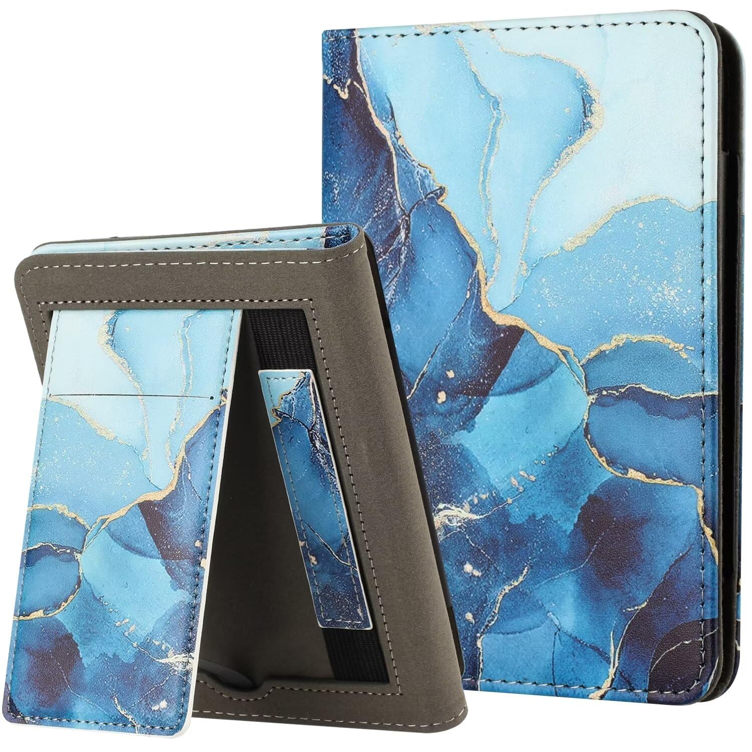 MOKASE for 6" Kindle Paperwhite 5/6/7th Generation Case 2012,2013,2015,2016 Version (Model: EY21 / DP75SDI), PU Leather Stand Hard Cover, Auto Wake/Sleep with Hand Strap & Card Slot, Blue Marble