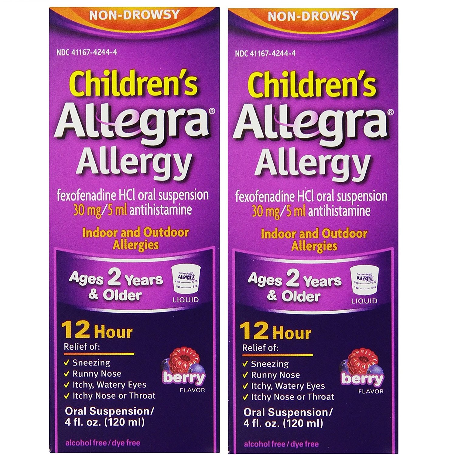 AllegraChildrens 12 Hour Allergy Relief, Berry, 4-Ounce (Pack 2) by Allegra