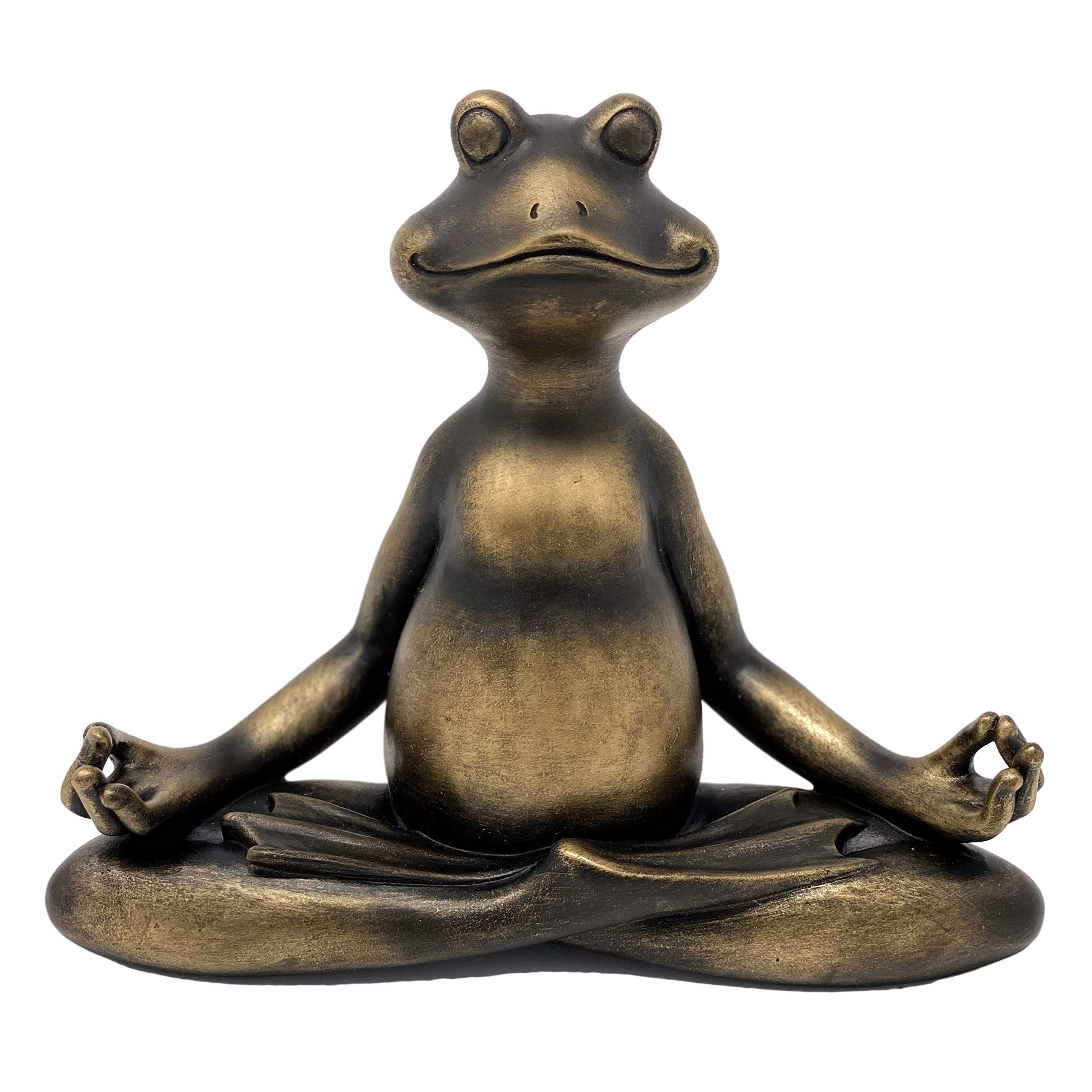 Nature's Mark 6" H Resin Meditating Yoga Frog Statue Figurine Home Decorative Accent Decor for Tabletop Living Room Bedroom Office Desktop Cabinet Shelf