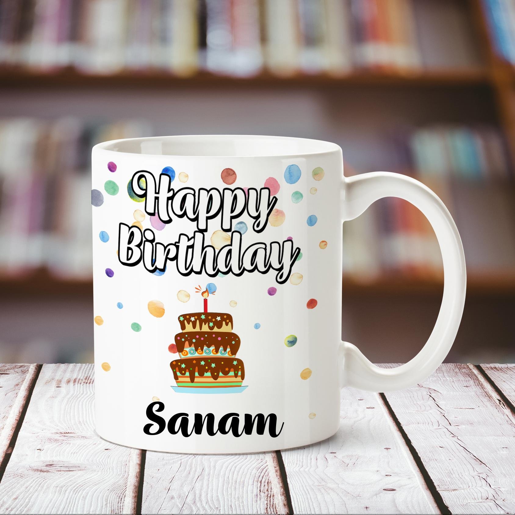 Huppme Happy Birthday Sanam Printed Coffee Mug, 350 ml, White