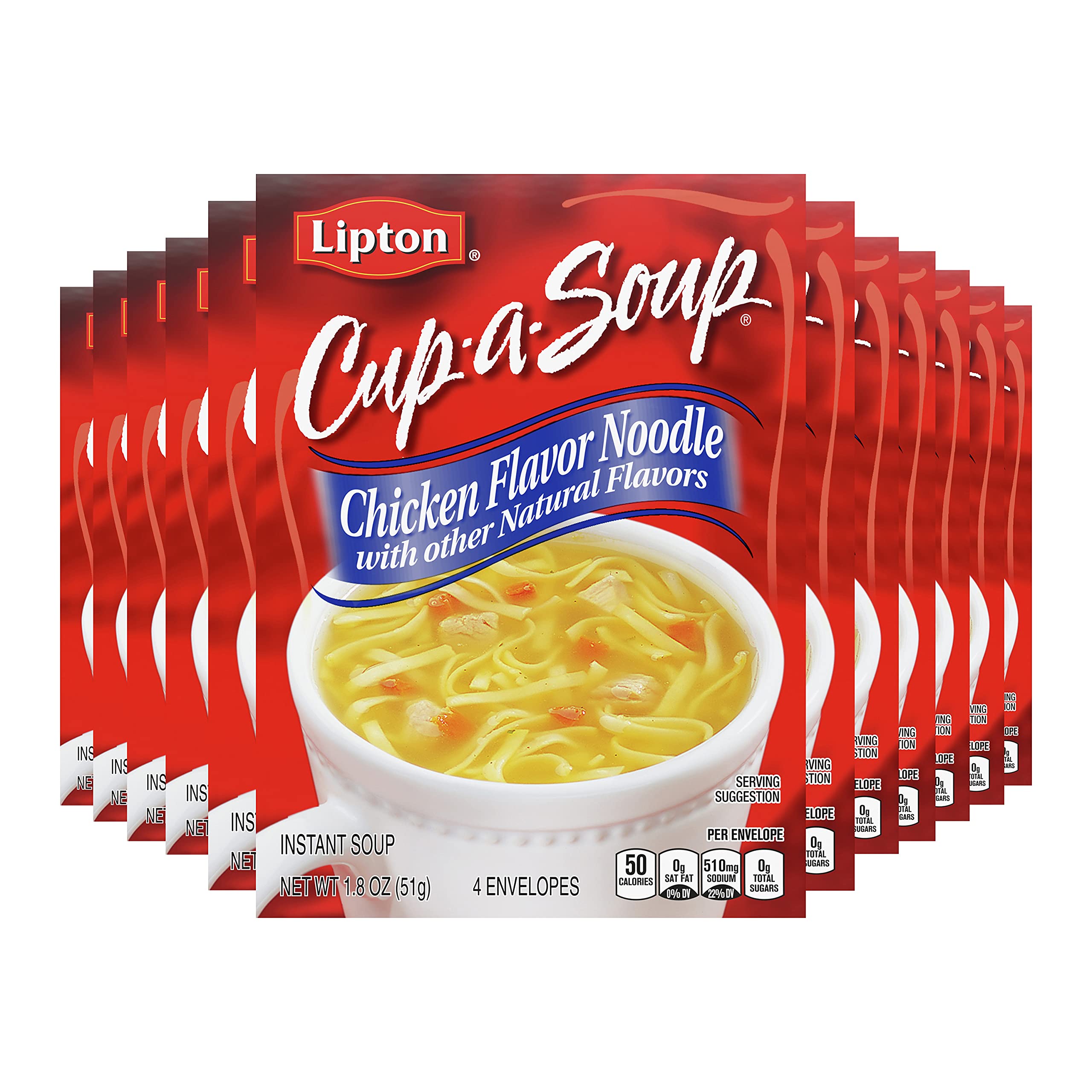 SOUP SECRETS Lipton Cup-a-Soup Instant Soup For a Warm Cup of Chicken Noodle Soup Made With Real Chicken Broth Flavor 1.8 oz 4 ct, Pack of 12