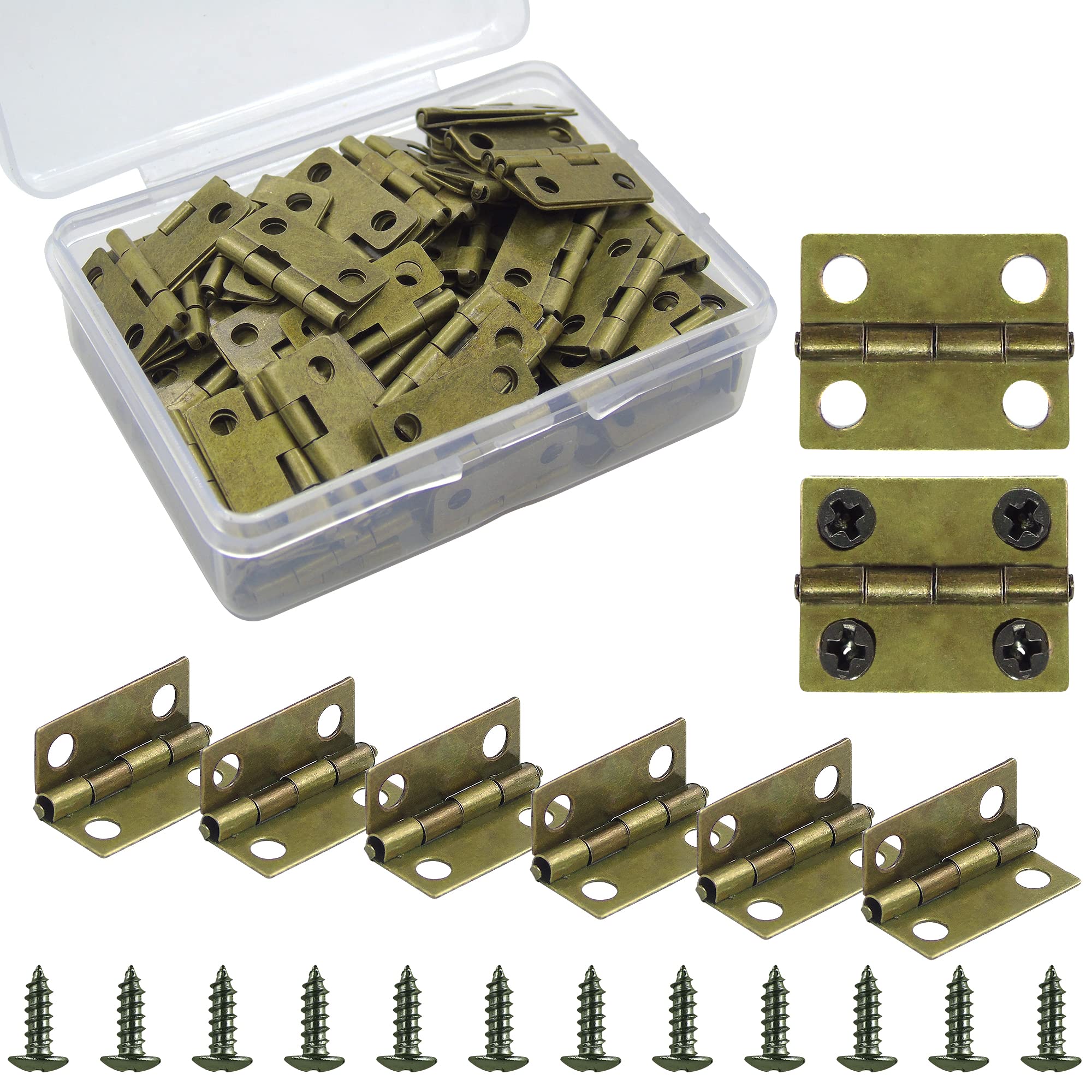 100 Pieces Small Hinges for Wooden Box Mini Hinges for Jewelry Box 1 Inch Hinges Bronze Box Hinges Small Door Hinges Small Hinge Box Hinges Mini Hinges for Crafts