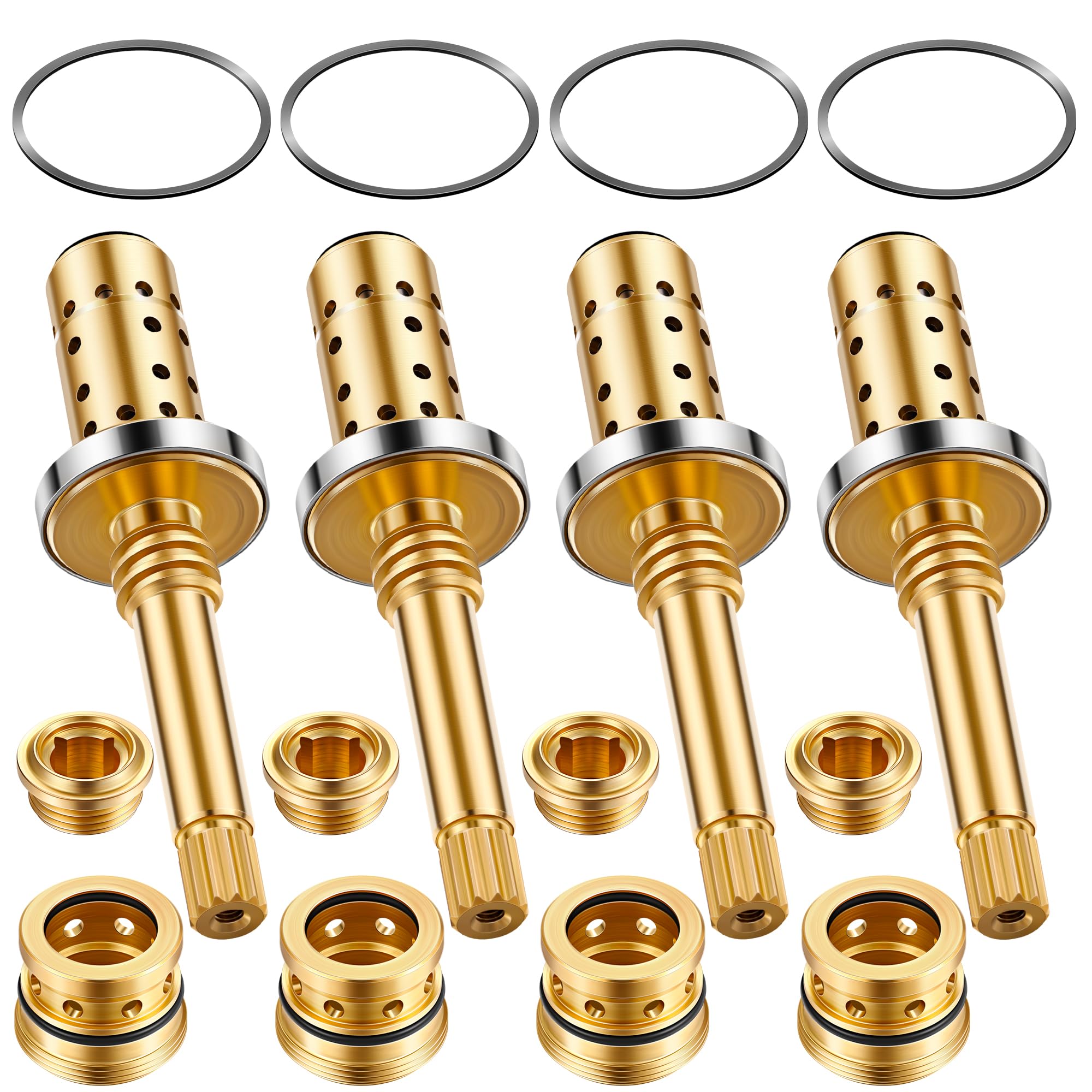 Dreyoo 4 Set Valve Rebuild Kit Replacement Compatible with Symmons Temptrol Valve, TA-10 Spindle Assembly, TA-4 Hot and Cold Seats, T-11 Washer, Fix Tub/Shower Valve Leak, Brass