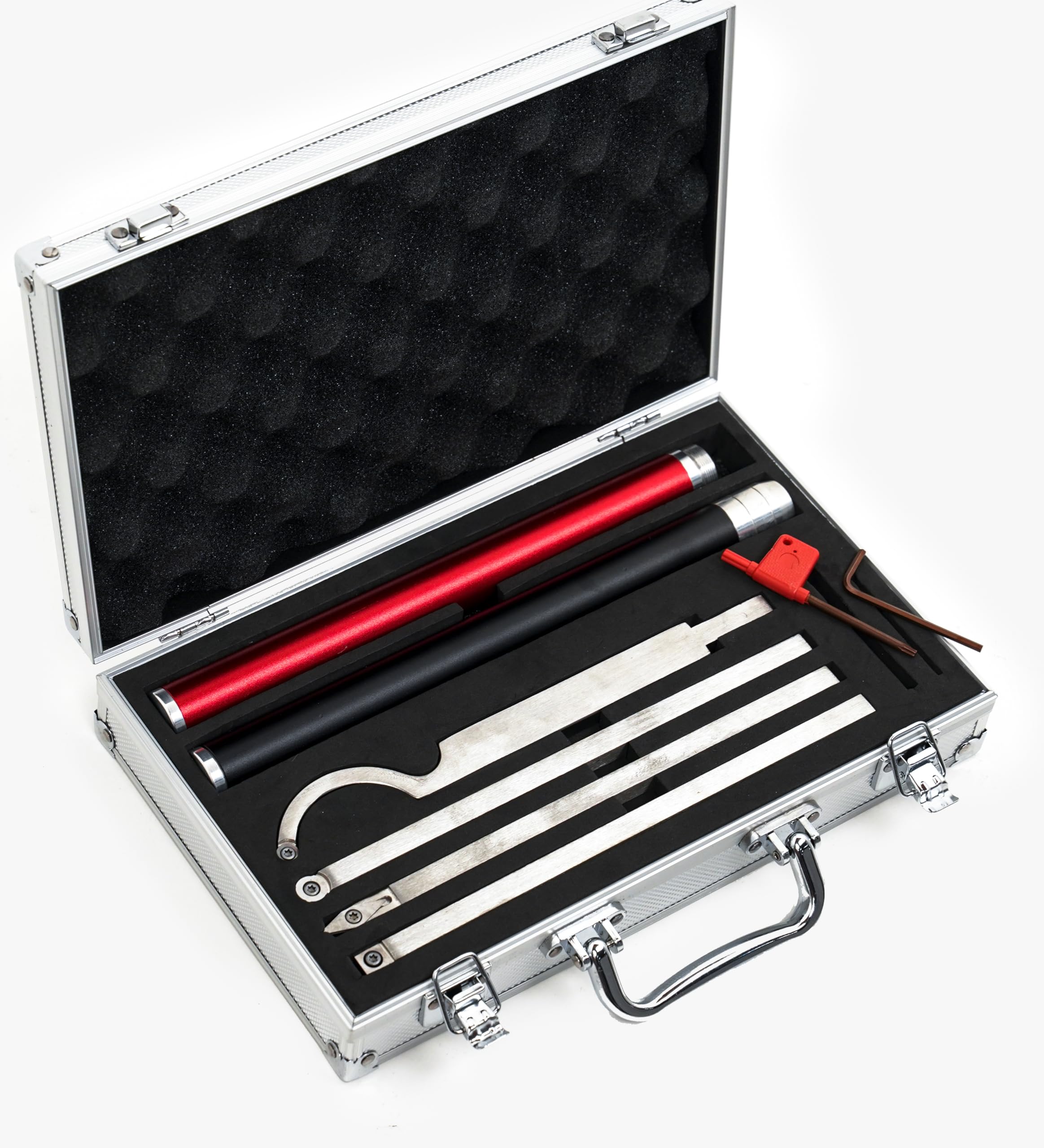 Carbide Tipped Wood Turning Tools Set, Carbide Lathe Tools for Woodturning, Lathe Rougher Finisher Swan Neck Hollowing Tools with Extendable Shafts, SUPPLIED WITH CASE