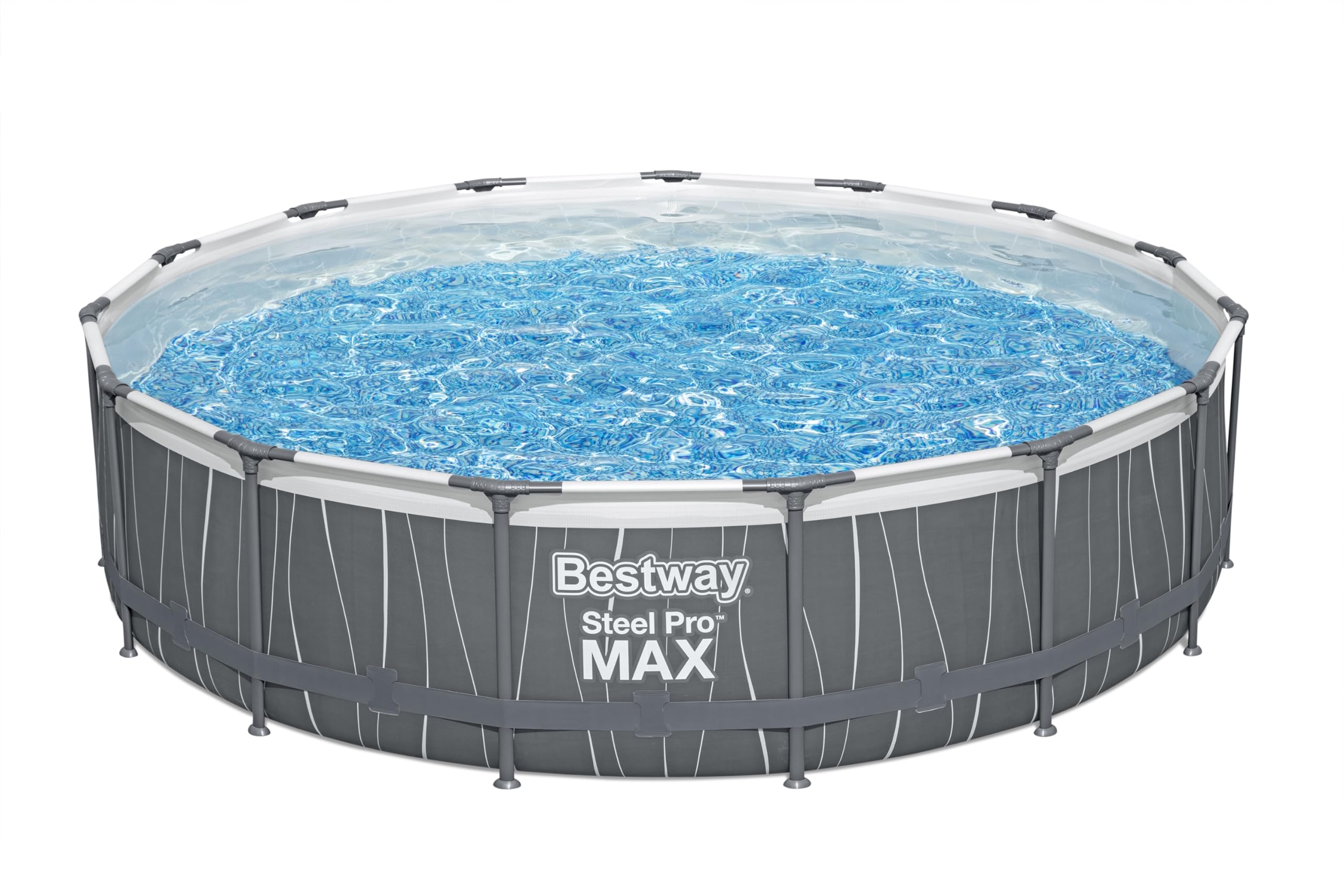 Bestway Steel Pro MAX Above Ground Swimming Pool (15' x 42") | Round Outdoor Backyard Family Pool with Color-Changing Pool Liner | Features 7-Color LED Lights