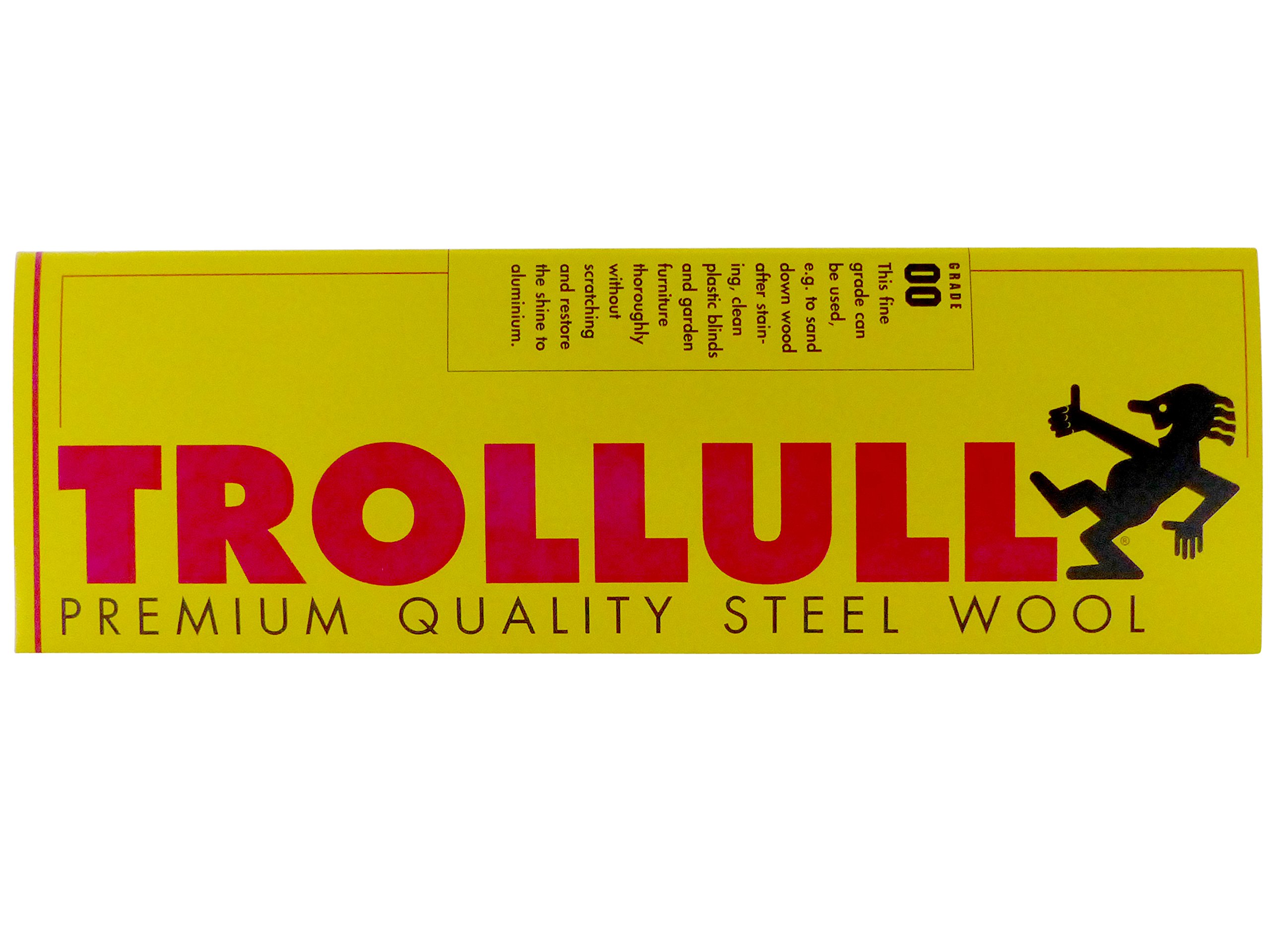 TROLLULL Steel Wool 200g fine 00 can be used to sand wood, clean plastic blinds and garden furniture, and polish aluminium