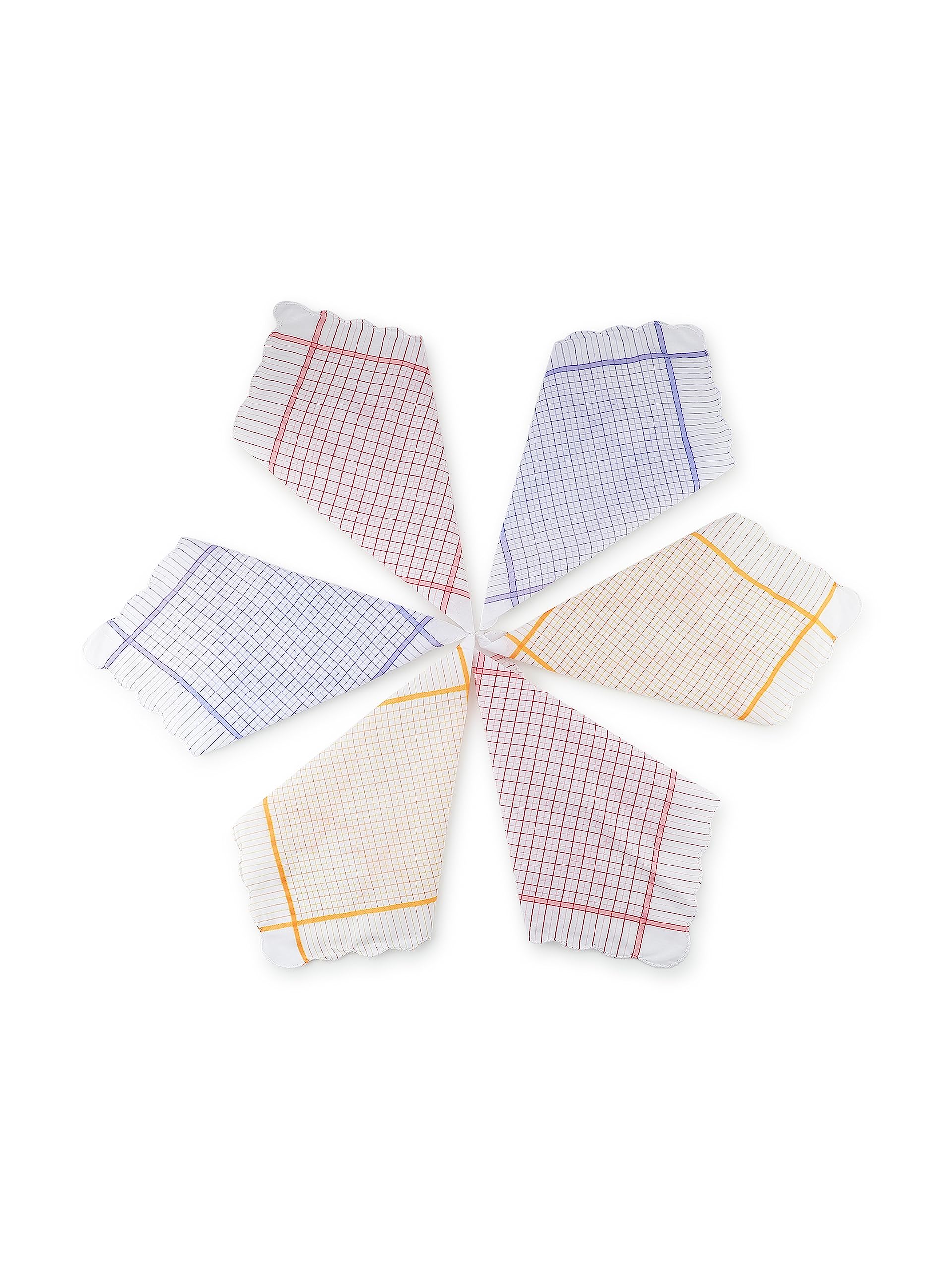 MancloemLite Check Pattern Multicolored Ladies and Girls Cotton Hankies (Pack of 12)