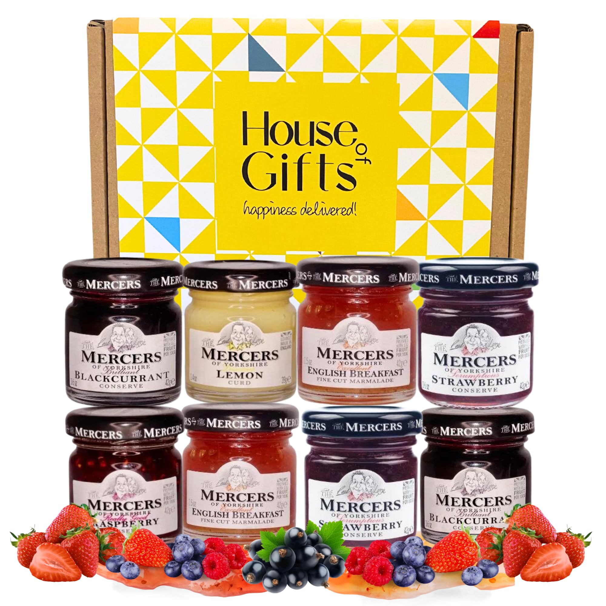 Jams & Marmalade Preserves Tasting Hamper Selection Gift Set With 8x 38g Jars | Gourmet Gifts for Mum, Dad, Elderly People, Jam Lovers Classic Preserves