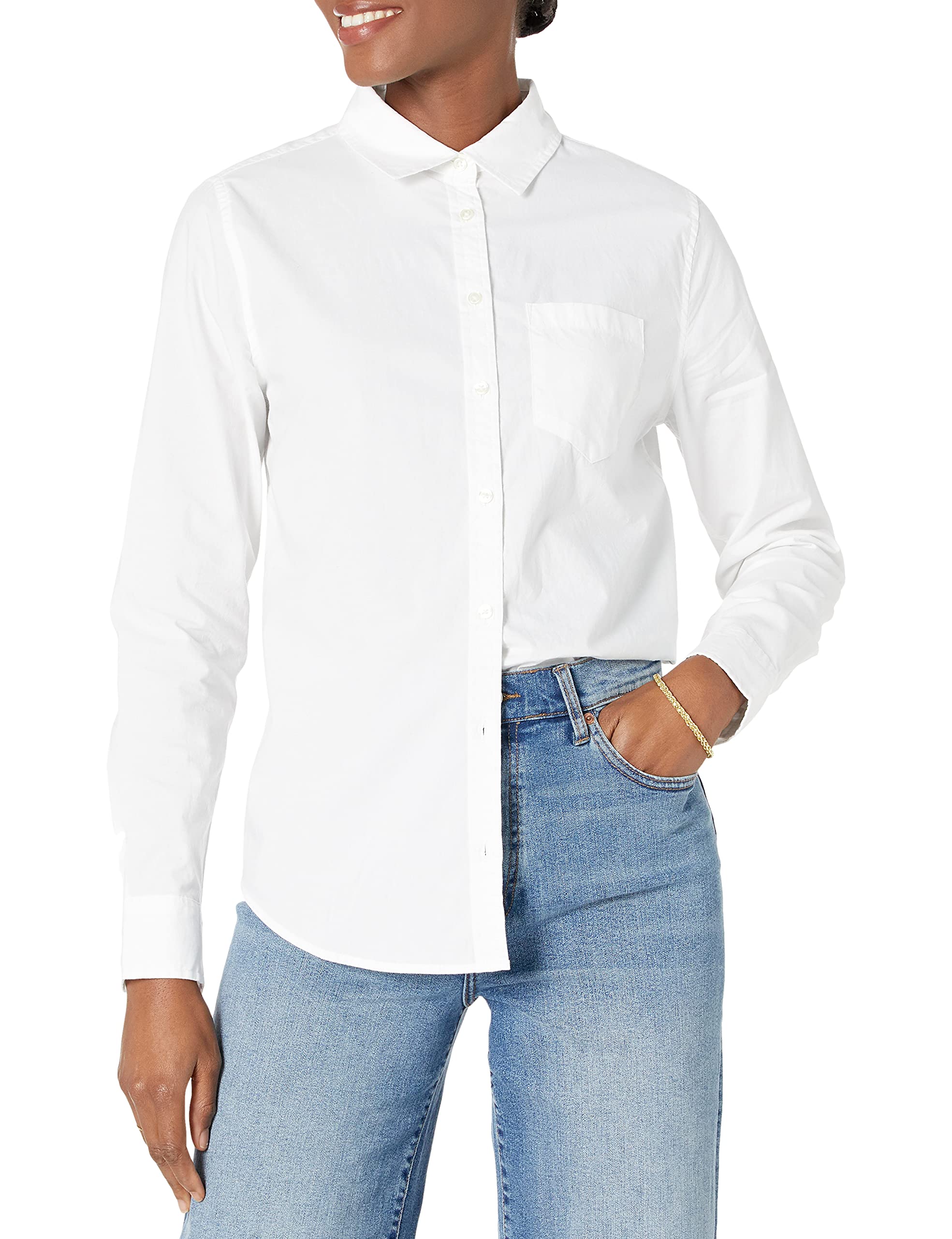 Amazon Essentials Women's Classic-Fit Long-Sleeve Button-Down Poplin Shirt