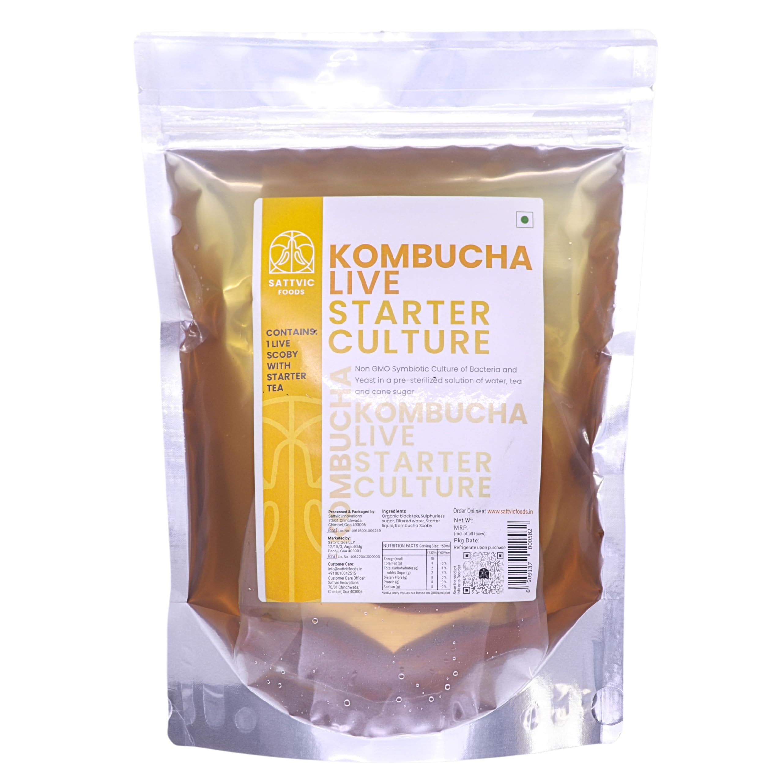 Sattvic Foods Kombucha Scoby (Makes 4 ltrs) Natural, Organic Live Culture SCOBY, Gluten-Free Kombucha- Rich in Probiotics, Anti-oxidants, Boosts Immunity