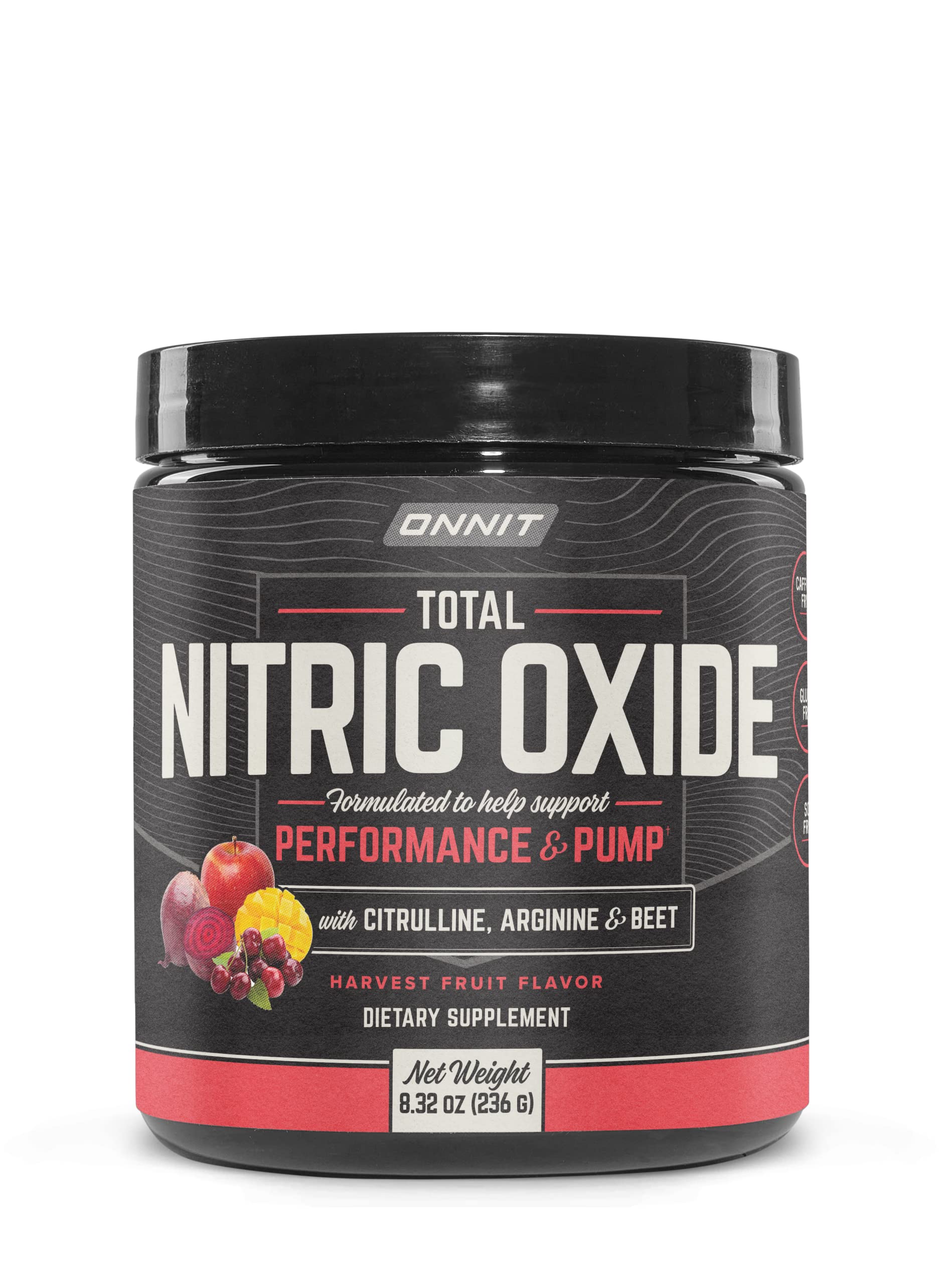 ONNIT Total Nitric Oxide - Caffeine Free Pre Workout Powder w/Beet Root, L Arginine & L Citrulline Malate | Boost Energy & Recovery | Harvest Fruit Flavor