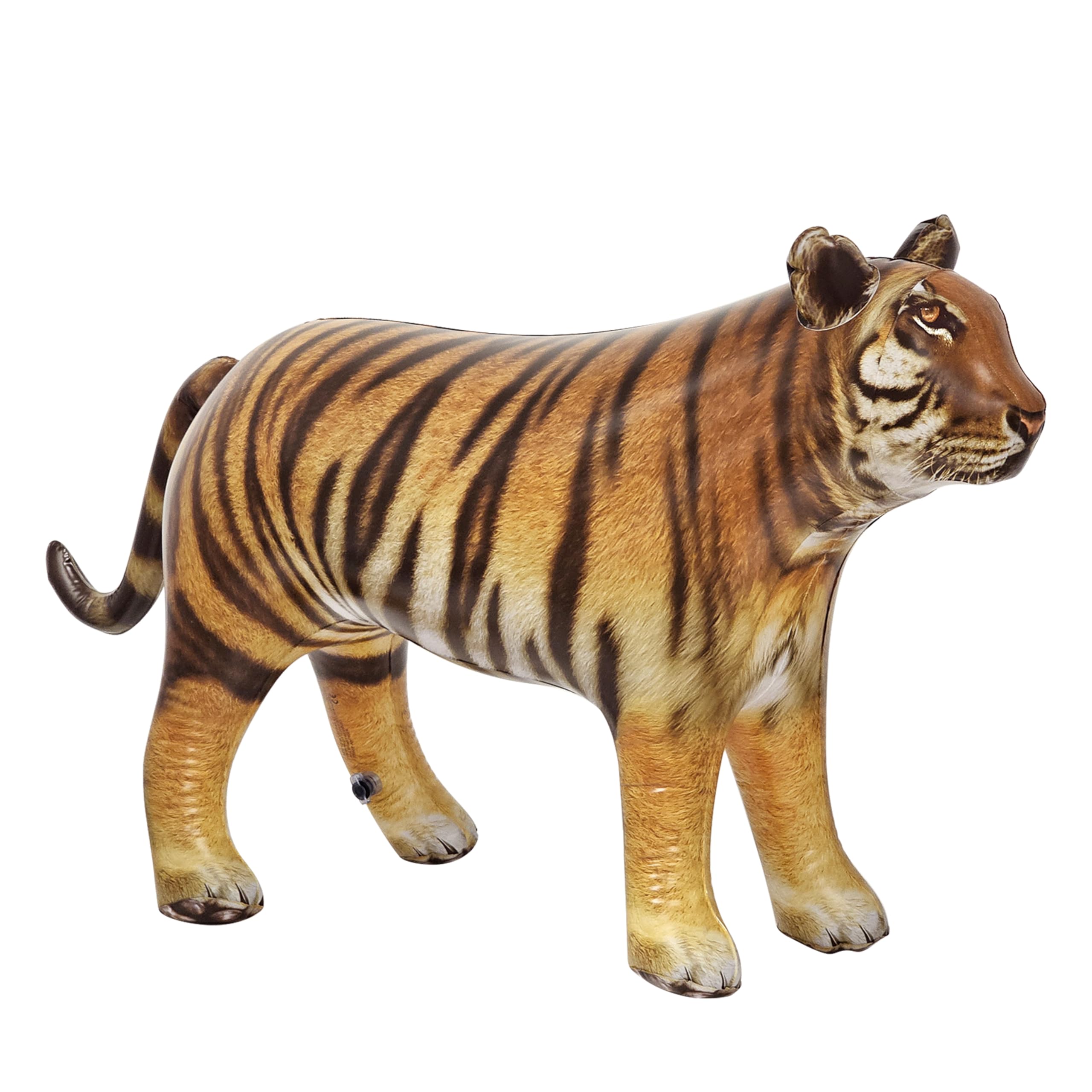 Jet Creations 40" Long Inflatable Tiger Toy, Orange-Yellow with Black Stripes, Realistic Jungle Animal Figure, Perfect for Pool Fun, Home Decor, Photo Prop, Halloween, Wildlife Safari Theme, 1 pc