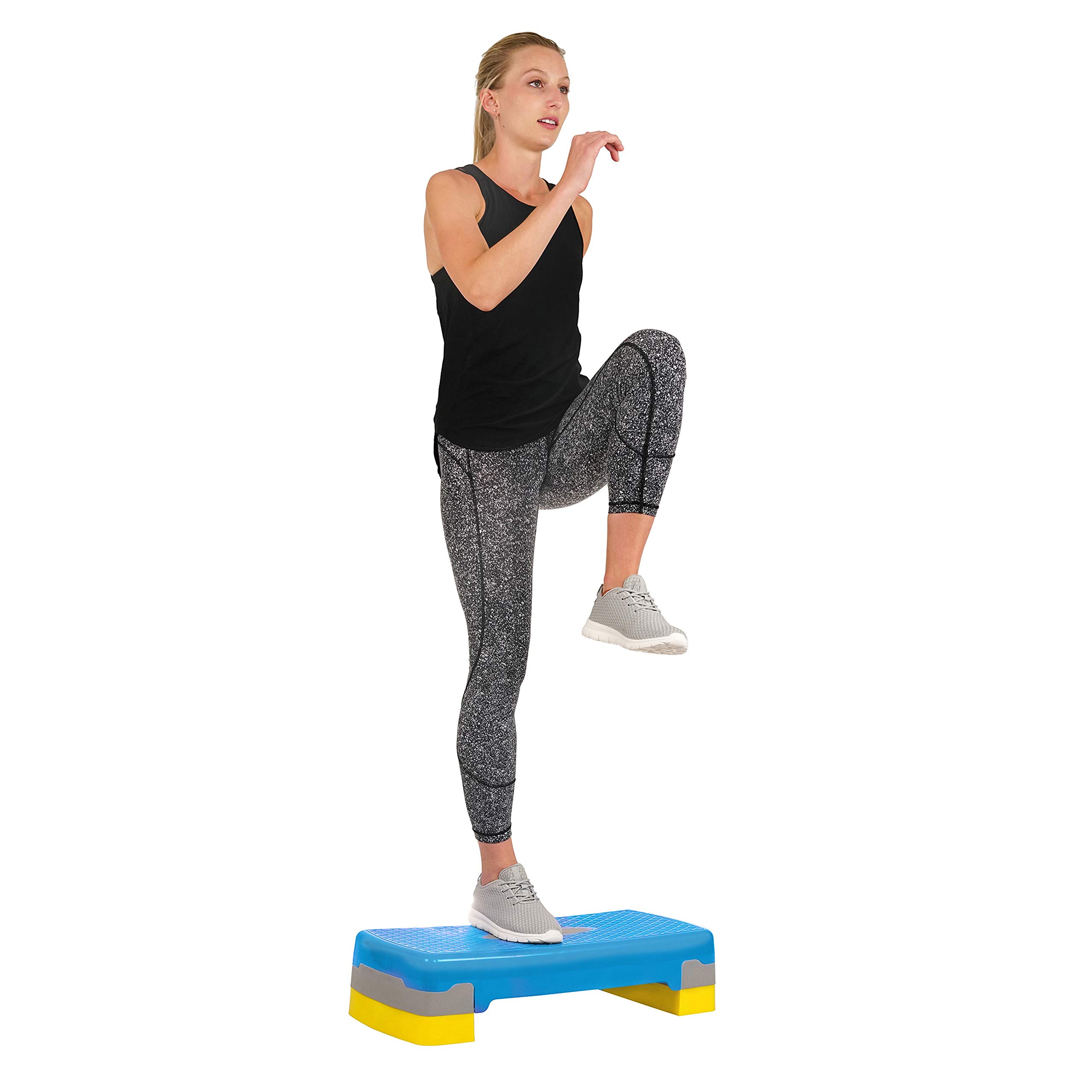 Sunny Health & FitnessAerobic Step Platform Exercise Workout Board with Adjustable Height Risers