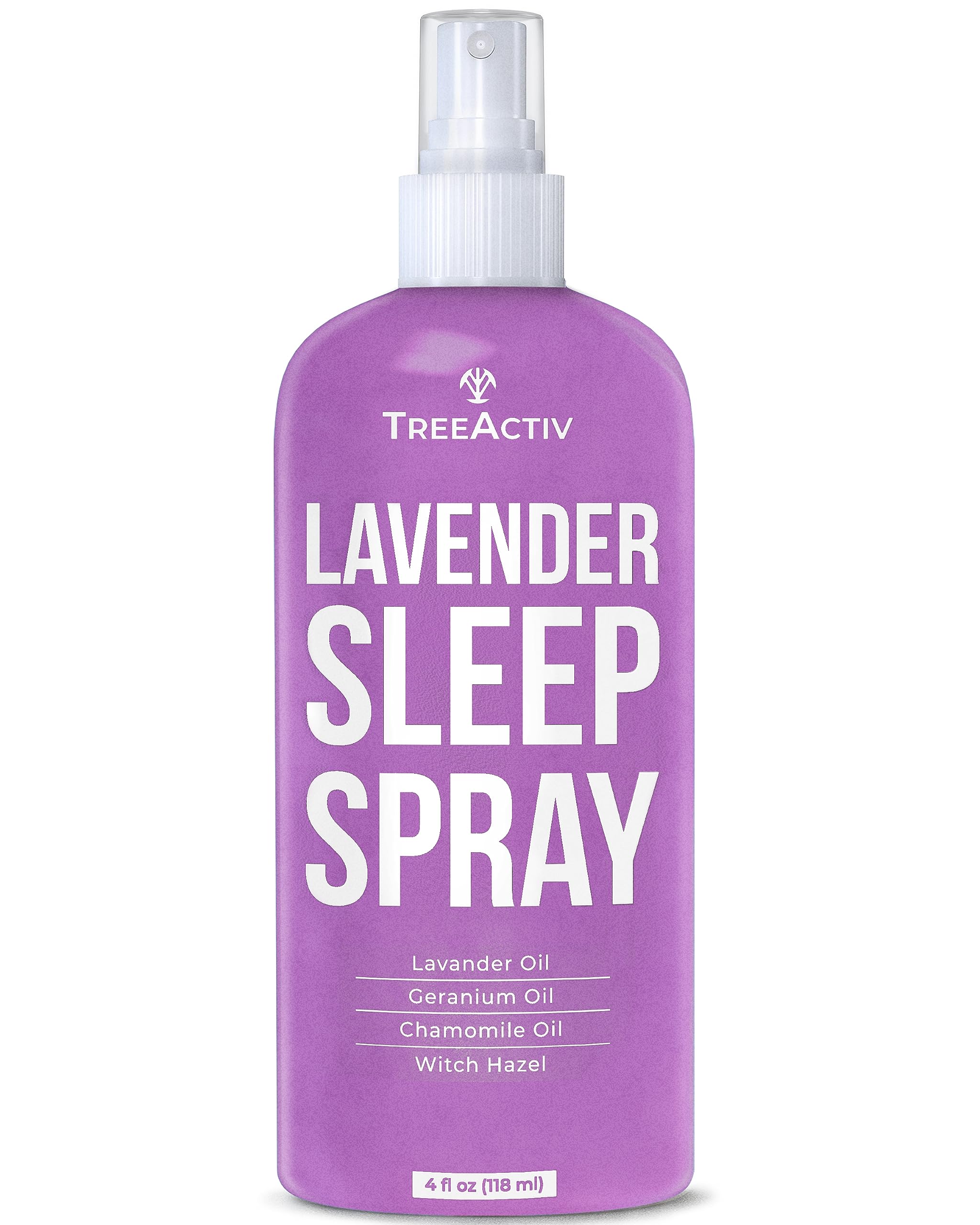 TreeActiv Sleep Spray, Calming Lavender Chamomile, Soothing Witch Hazel & Lavender Pillow Spray Air Freshener for Room, Bed, Fabric, Pillows & Linen Mist for Sleeping & Relaxation, 1000+ Sprays