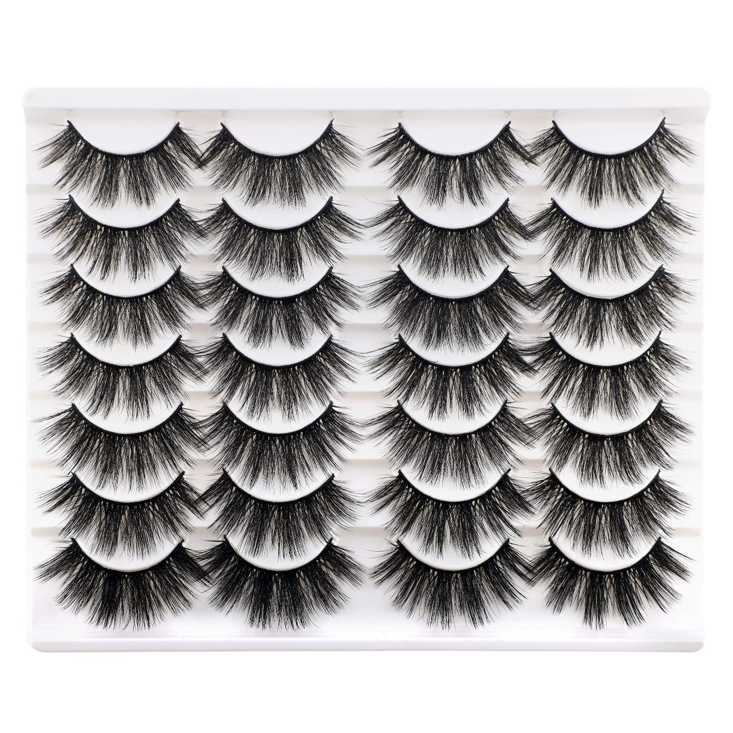 Newcally Lashes False Eyelashes Dramatic 20MM Faux Mink Lashes Pack 14 Pairs Wispy Long Thick Fluffy Strip Eye Lashes Multipack