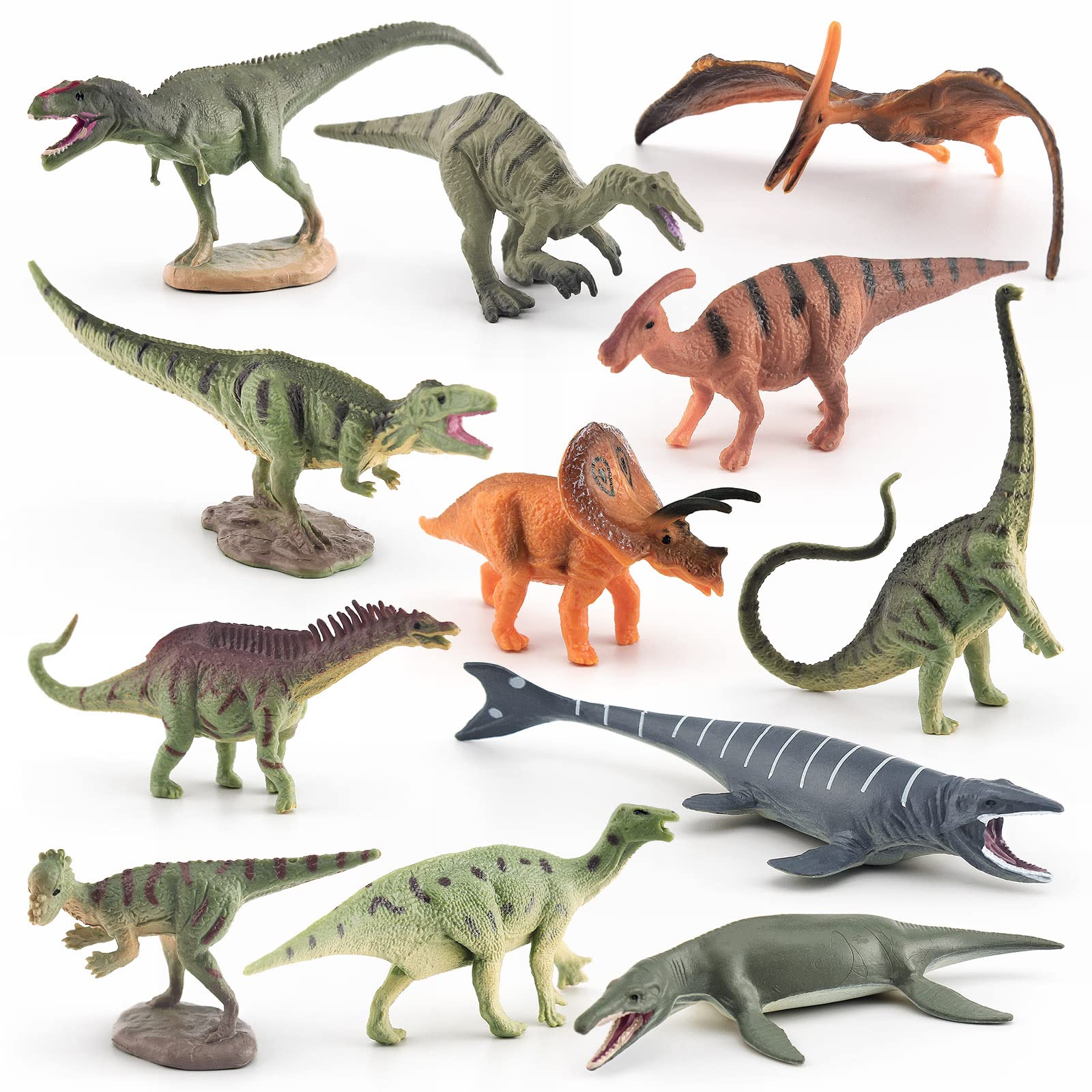 Mini Dinosaur Toy Set for Realistic 12PCS Dinosaur Cupcake Decorations Dinosaur Cake Decorations for Boys 2 Inch for Kids Toddlers Birthday Gift