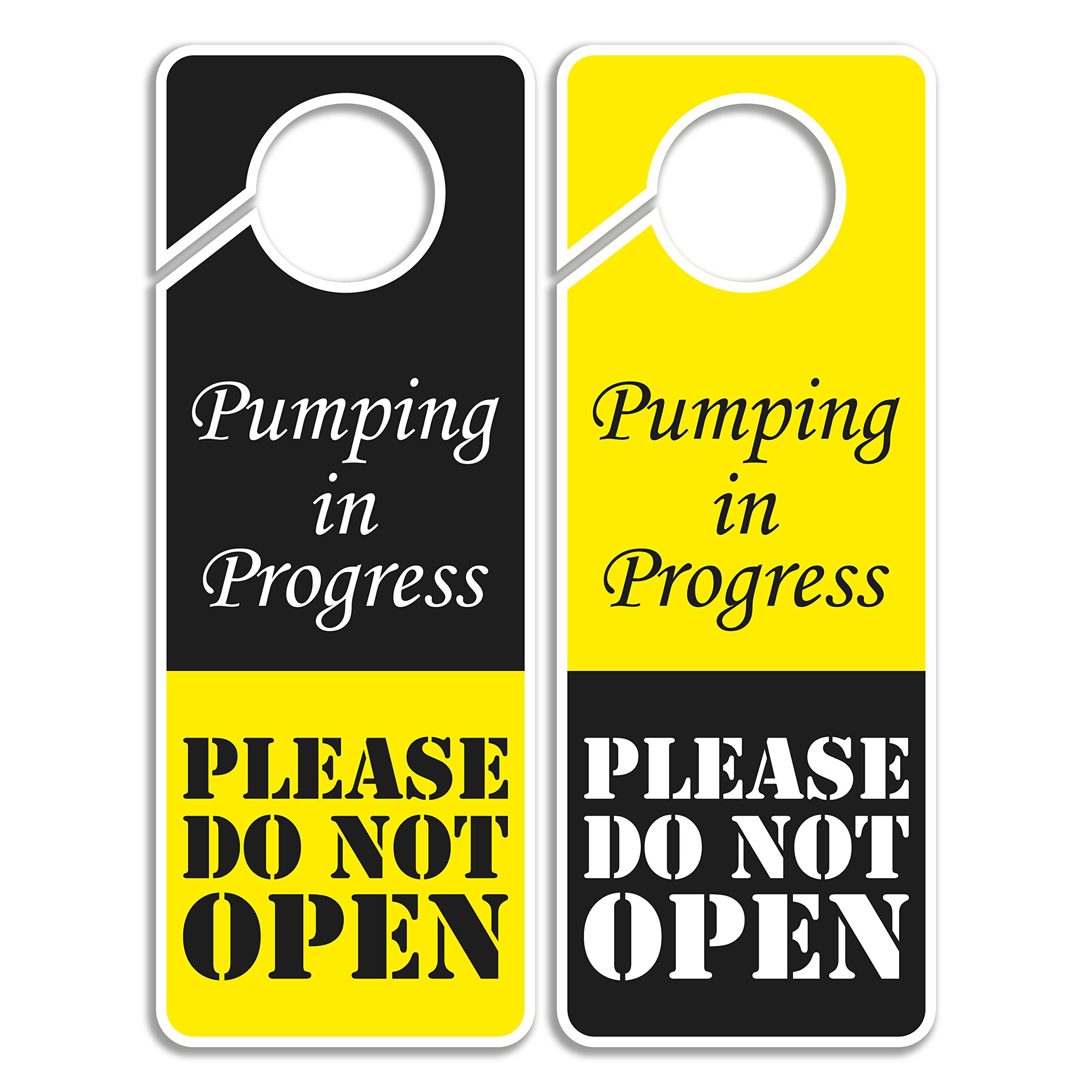 Clever Signs Do Not Disturb Sign - Pumping in Progress Do Not Open, Door Hanger 2 Pack, Double Sided, Ideal for Using in Any Places