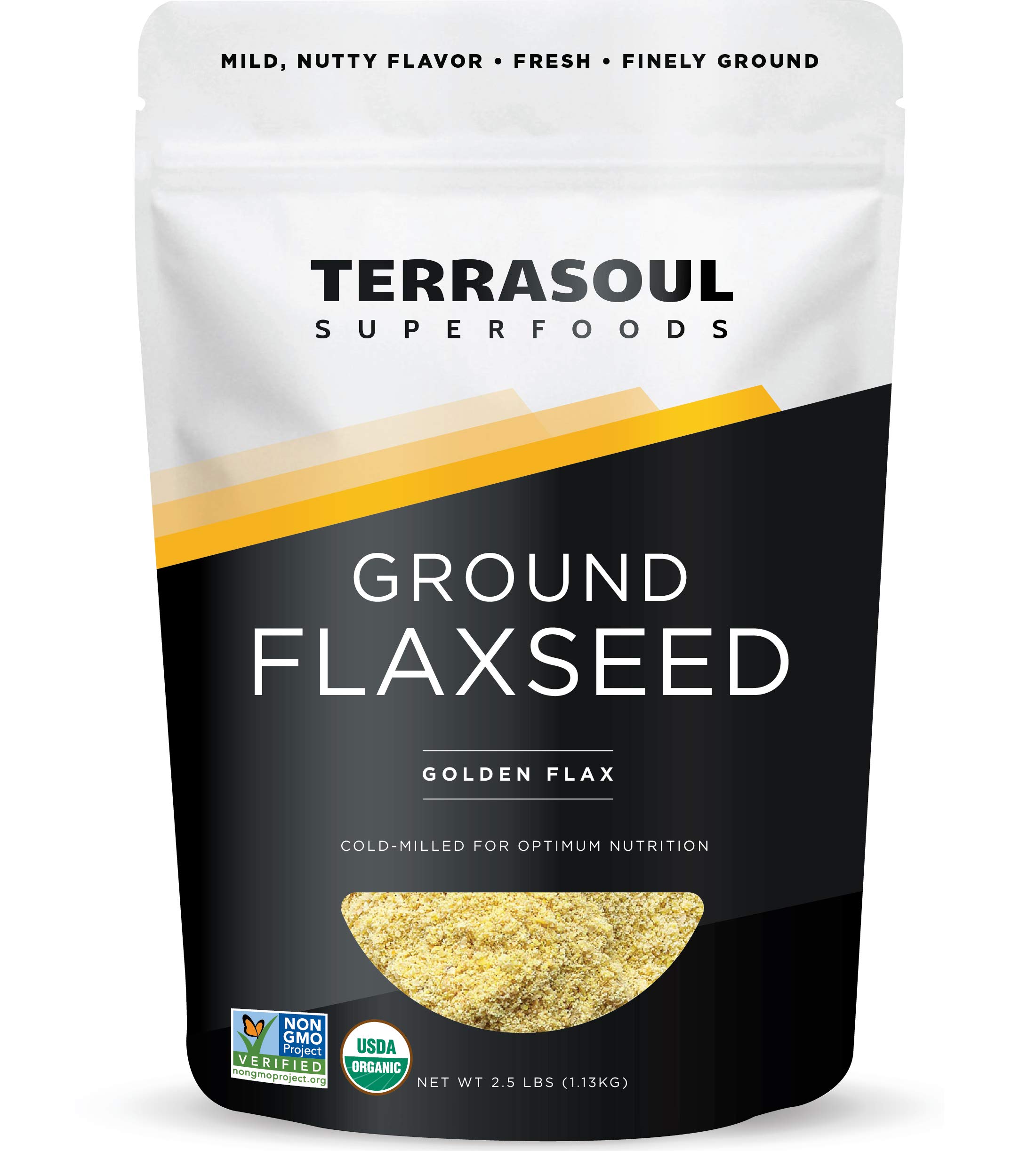 Terrasoul SuperfoodsOrganic Ground Flax Seeds, 2.5 Pound - Finely Ground | Smooth Texture | Golden Flax