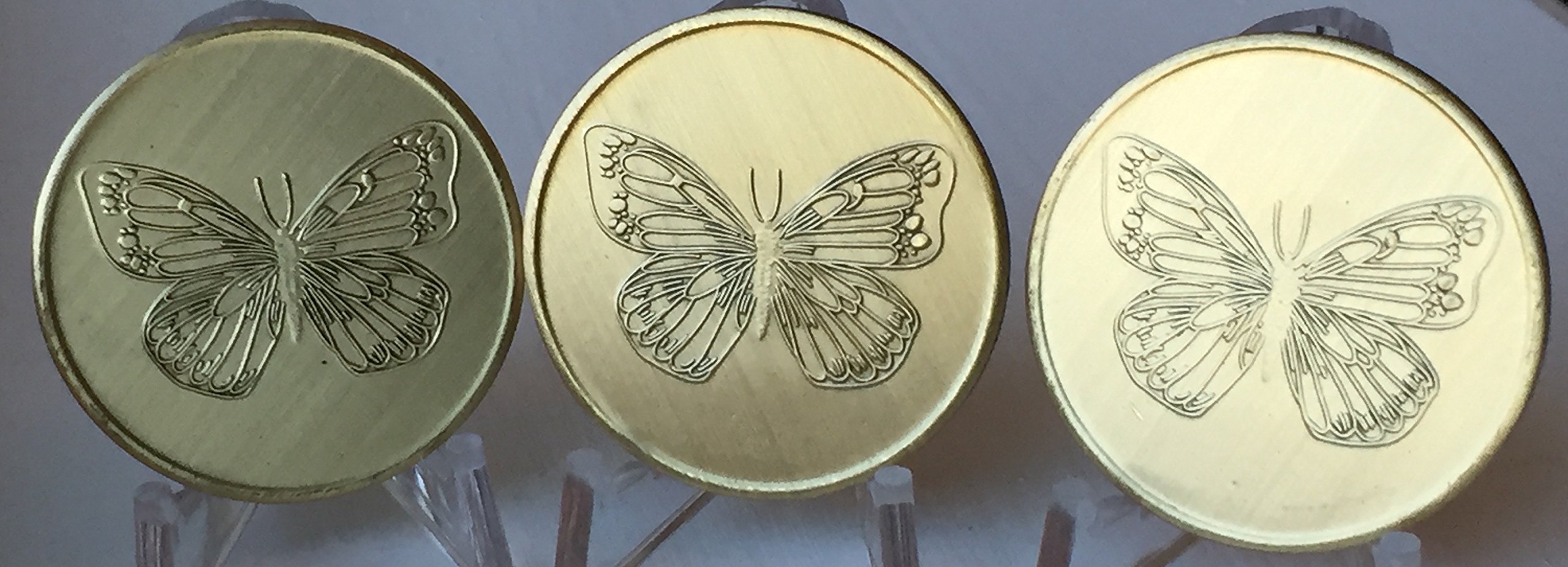 Bulk Lot of 3 Butterfly with Serenity Prayer Recovery AA Bronze Medallion Chip Set