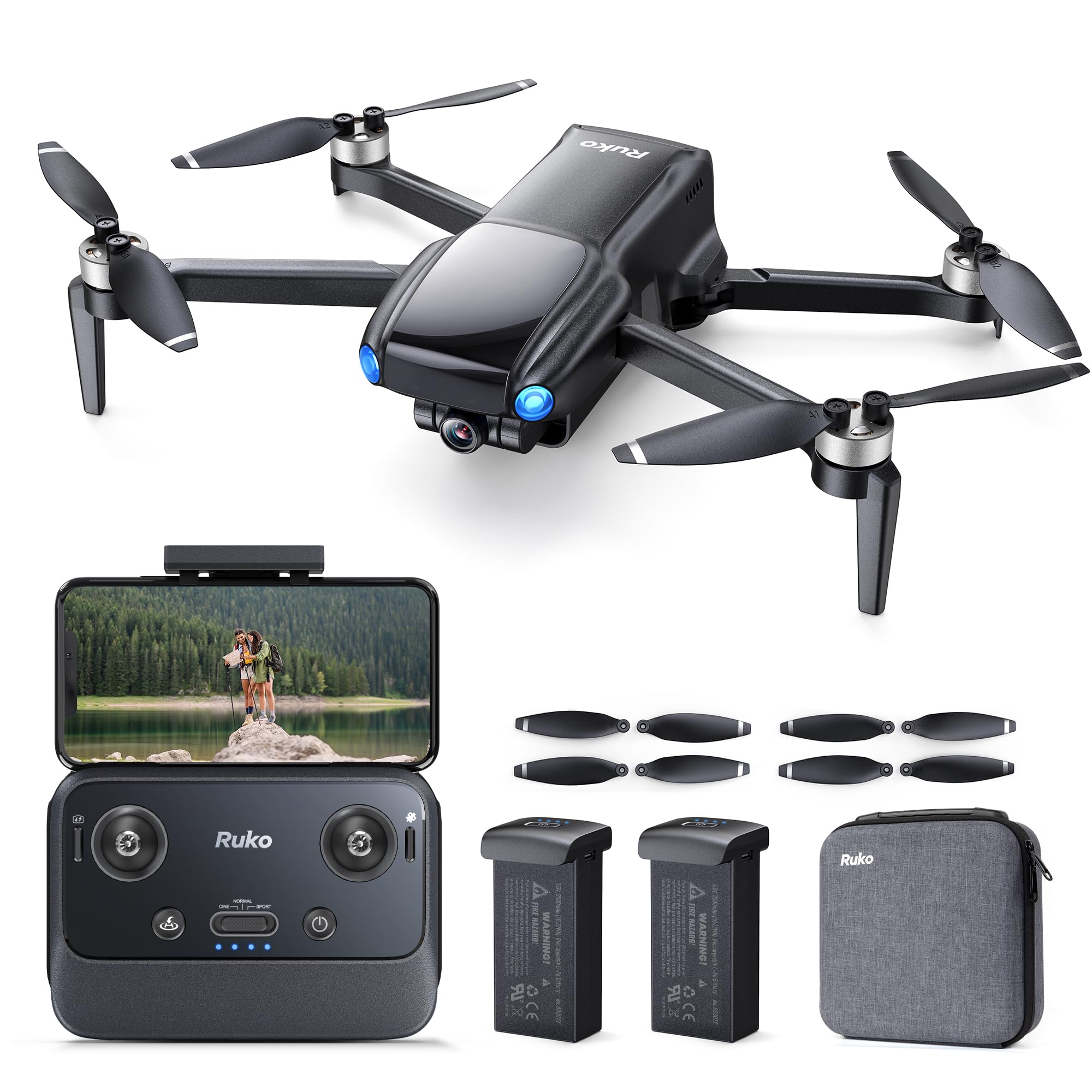 RukoU11MINI Drones with Camera for Adults 4K, 70Mins 2 Batteries, Under 250g, GPS Drone with Camera 4K Professional TOF 9800FT Long Range Auto Return for Beginner