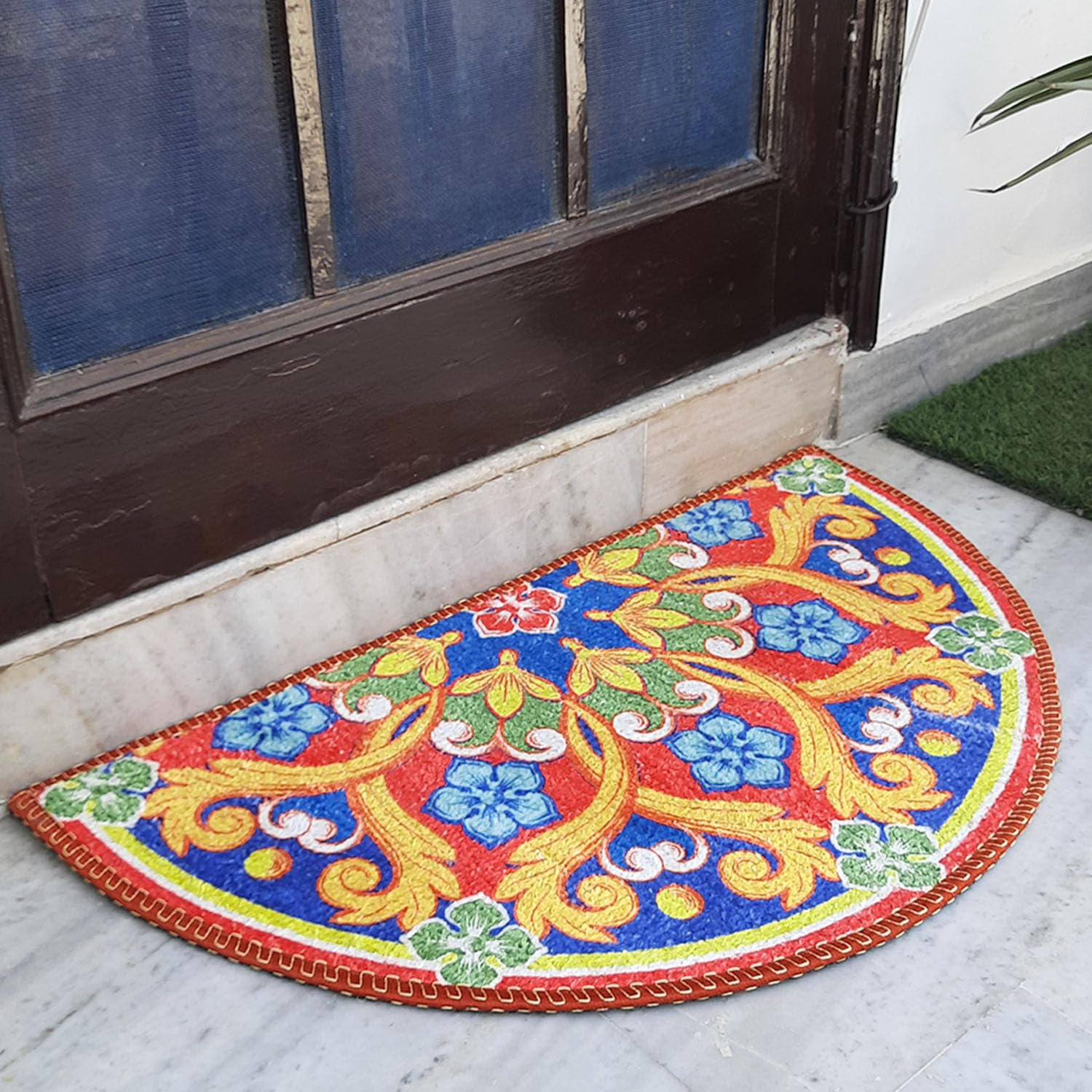 AVIONI Home Floor Mats in Beautiful Traditional Rangoli Design | Anti Slip, Durable & Washable | Outdoor & Indoor - 84cm x 135cm (~33" x 53")