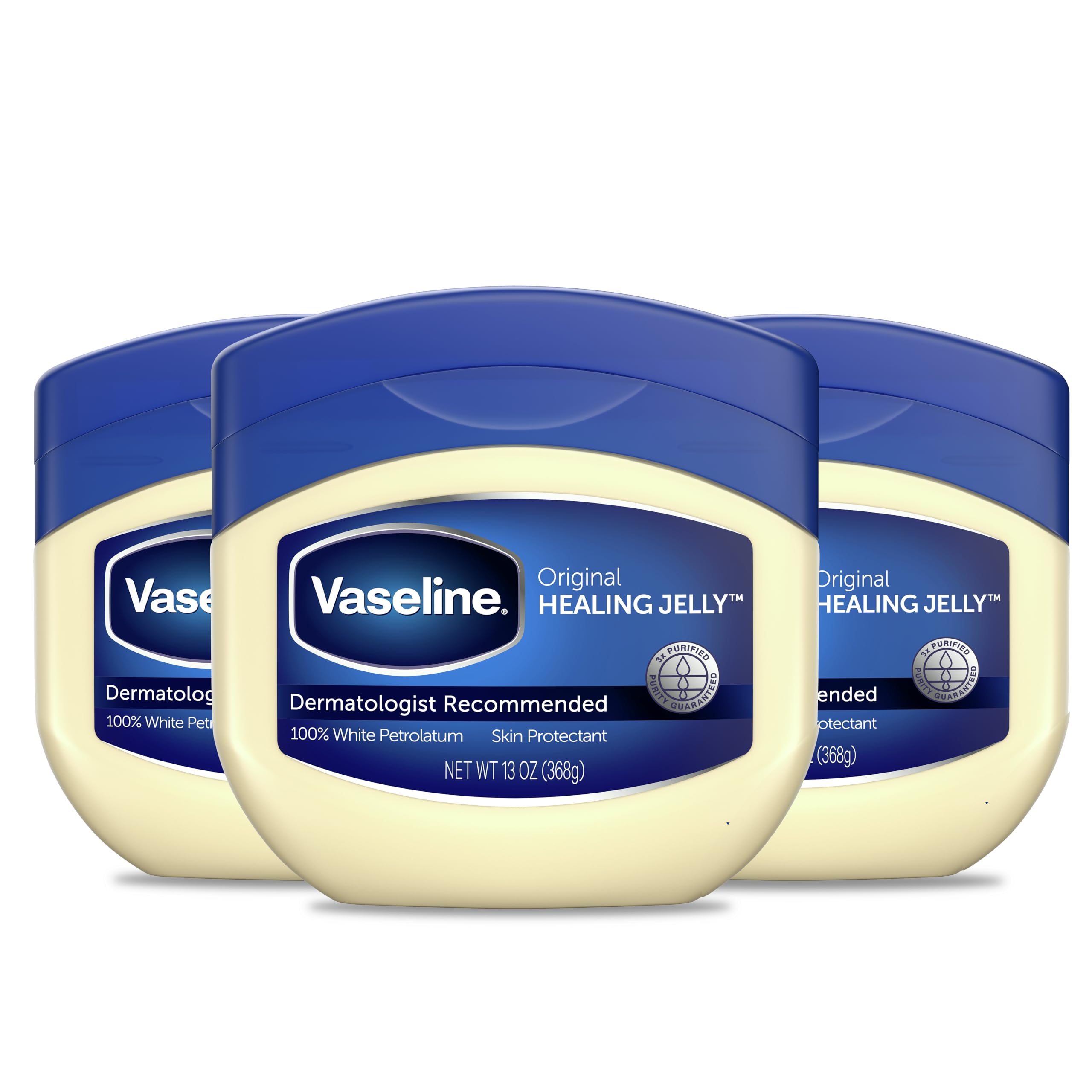 Vaseline Petroleum Jelly Original Provides Dry Skin Relief And Protects Minor Cuts Dermatologist Recommended And Locks In Moisture, 13 Ounce (Pack of 3)