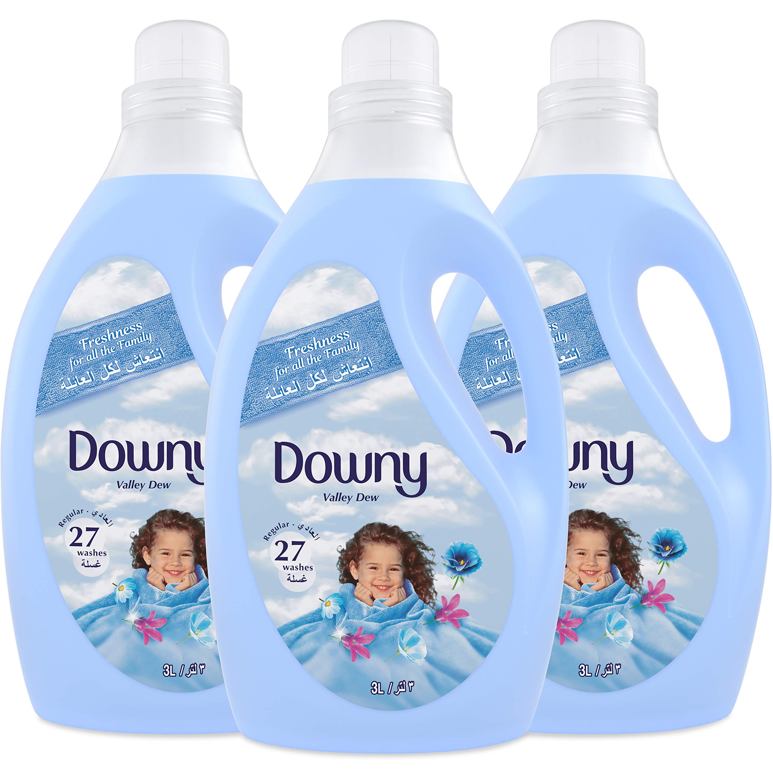 DownyRegular Fabric Softener Valley Dew, 3 x 3L