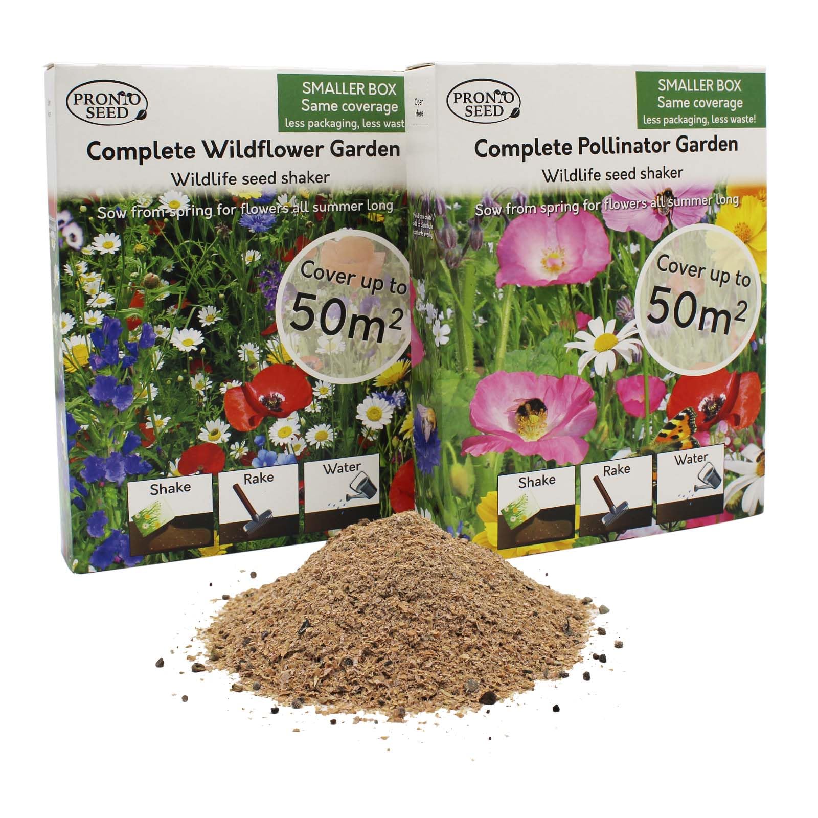 Pronto Seed Wildflower Seed Shaker Twin Pack 100m² Coverage Butterfly and Bee Attracting Wild Flower Seeds fo Planting UK | Easy to Grow, Ideal to Help Save Our Pollinators