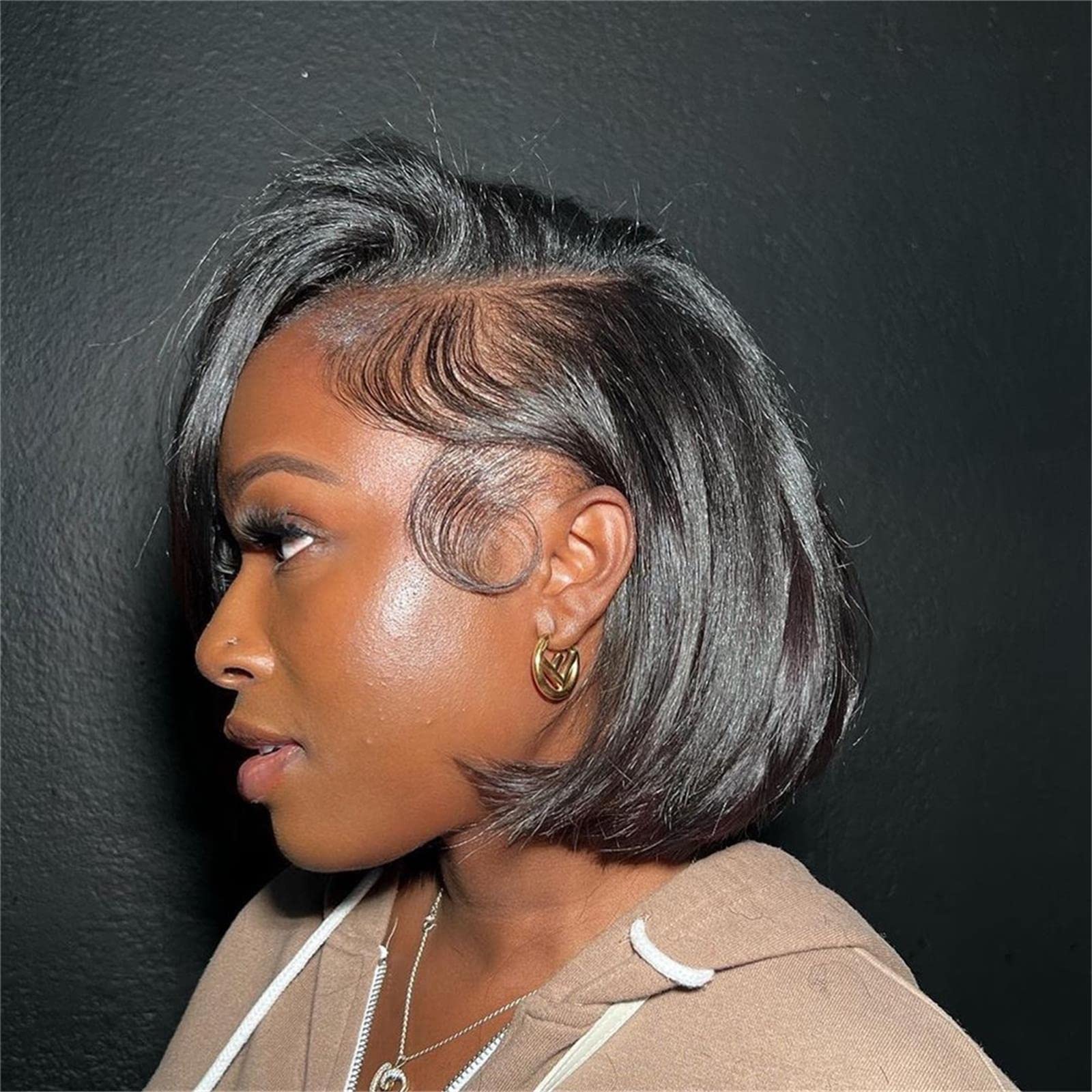 UCUVIC8 Inch Short Bob Wig Human Hair HD Lace Front Wigs For Black Women Side Part Glueless Pre Plucked Frontal Bob Wig Ailwelia 180% Density