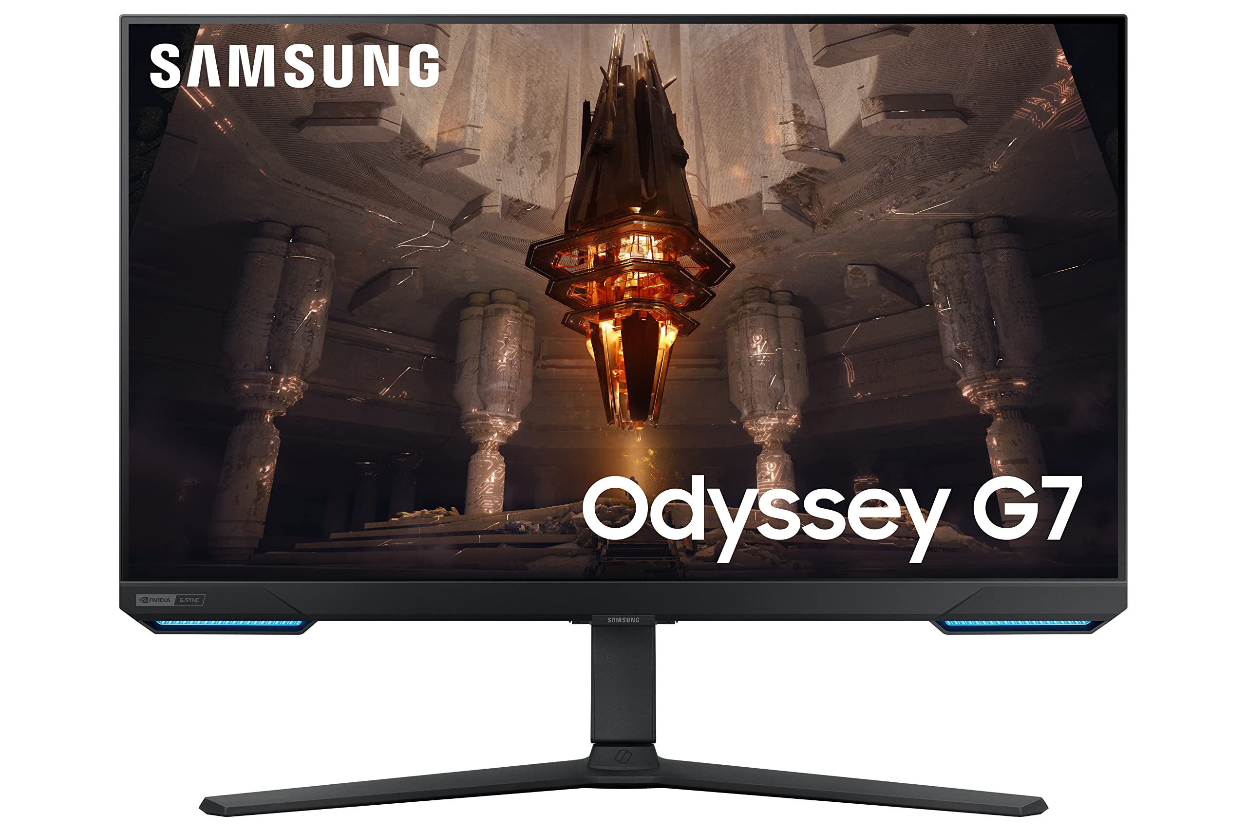 SAMSUNG 28” Odyssey G70B Series 4K UHD Gaming Monitor, IPS Panel, 144Hz, 1ms, HDR 400, G-Sync and FreeSync Premium Pro Compatible, Ultrawide Game View, LS28BG702ENXGO, Black