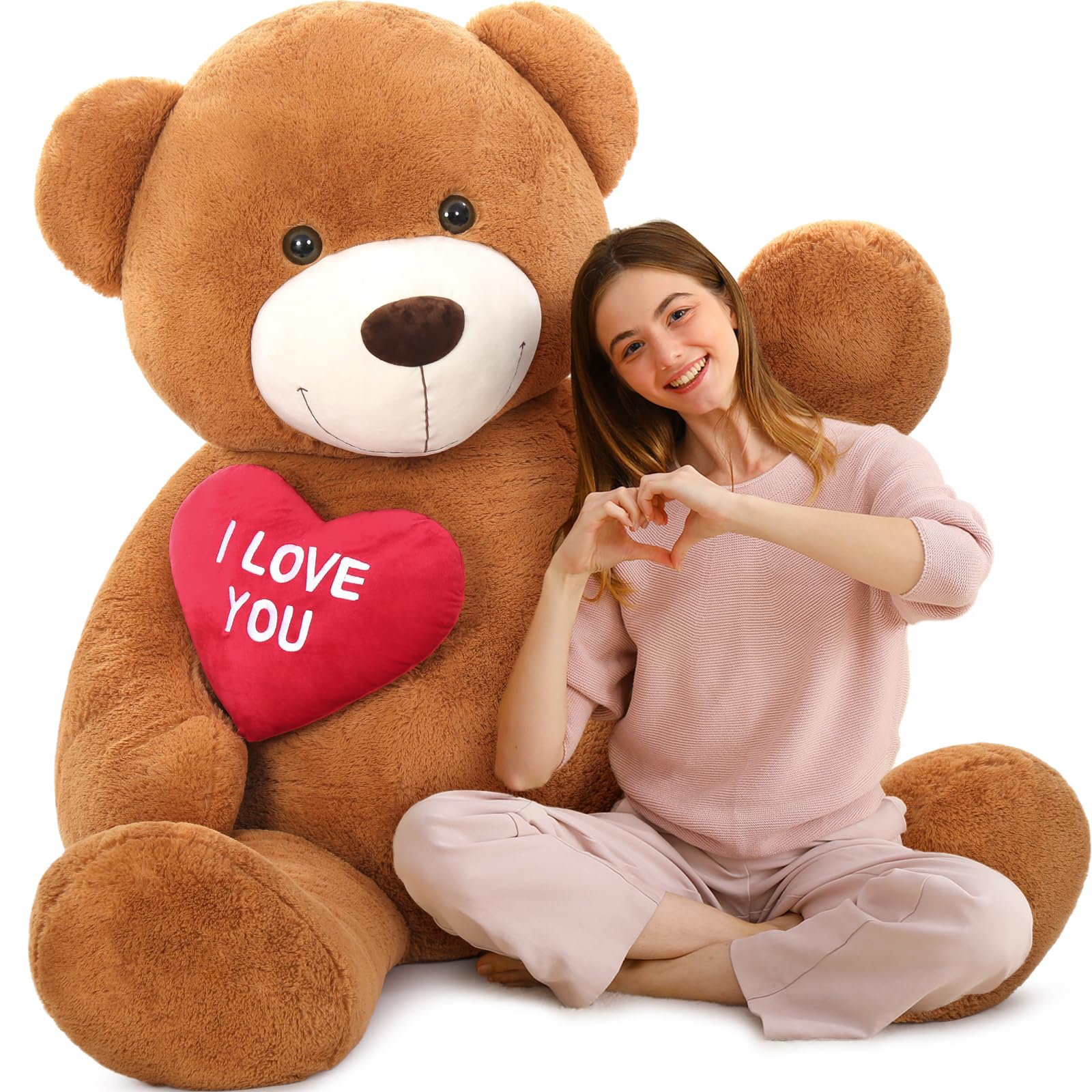 MaoGoLan Giant Teddy Bear 6 Feet- I Love You Red Heart Big D