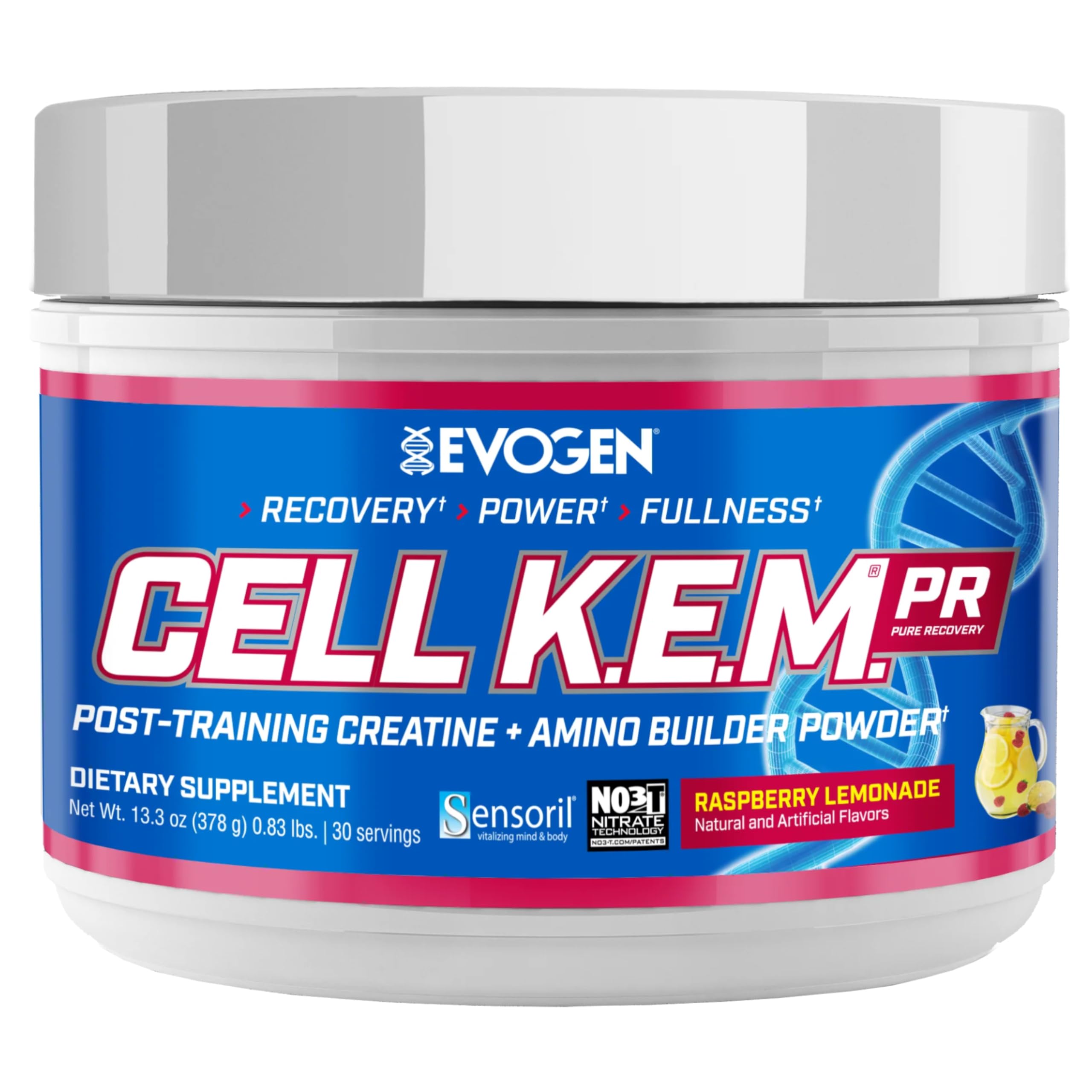 Evogen Cell KEM PR - Post-Training Creatine & Amino Builder Powder | Supports Recovery, Muscle Fullness, Power | Creatine Monohydrate, EAAs, Sensoril | Raspberry Lemonade| 30 Servings