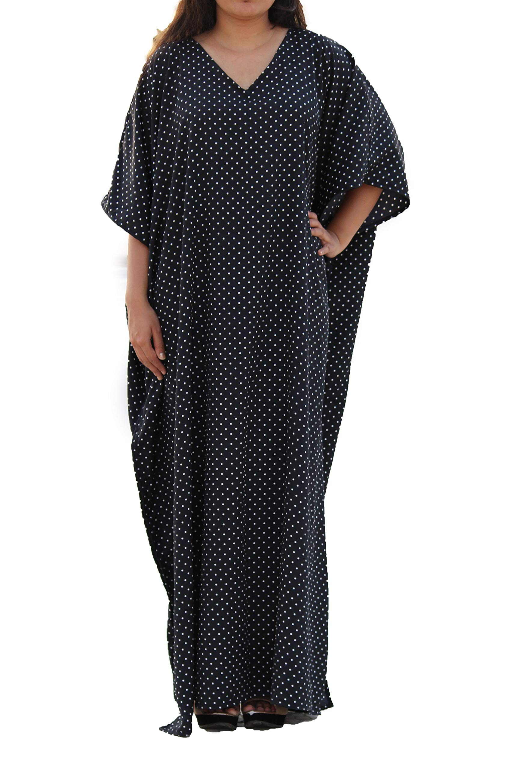 Women's Loose Kaftan Plus Size Beach Caftan Long Maxi Gown Night Dress