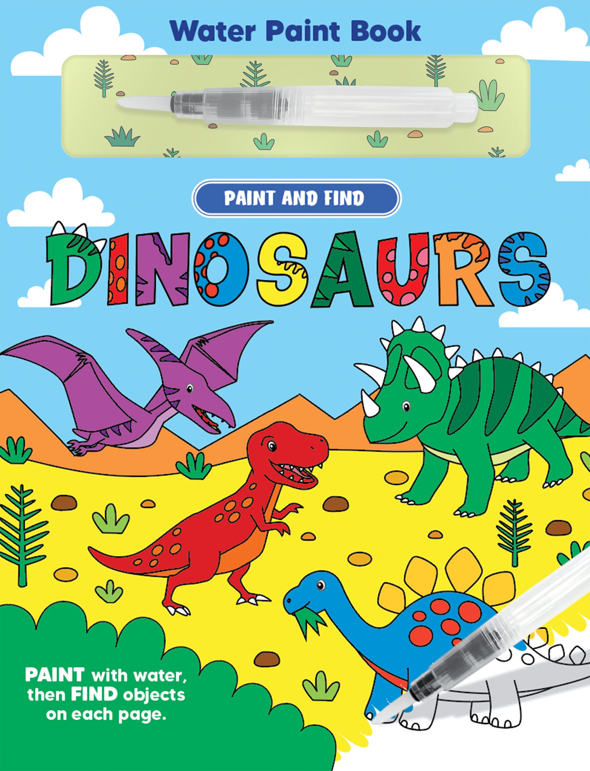 Paint and Find Dinosaurs - Children's Board Book - Water Colors