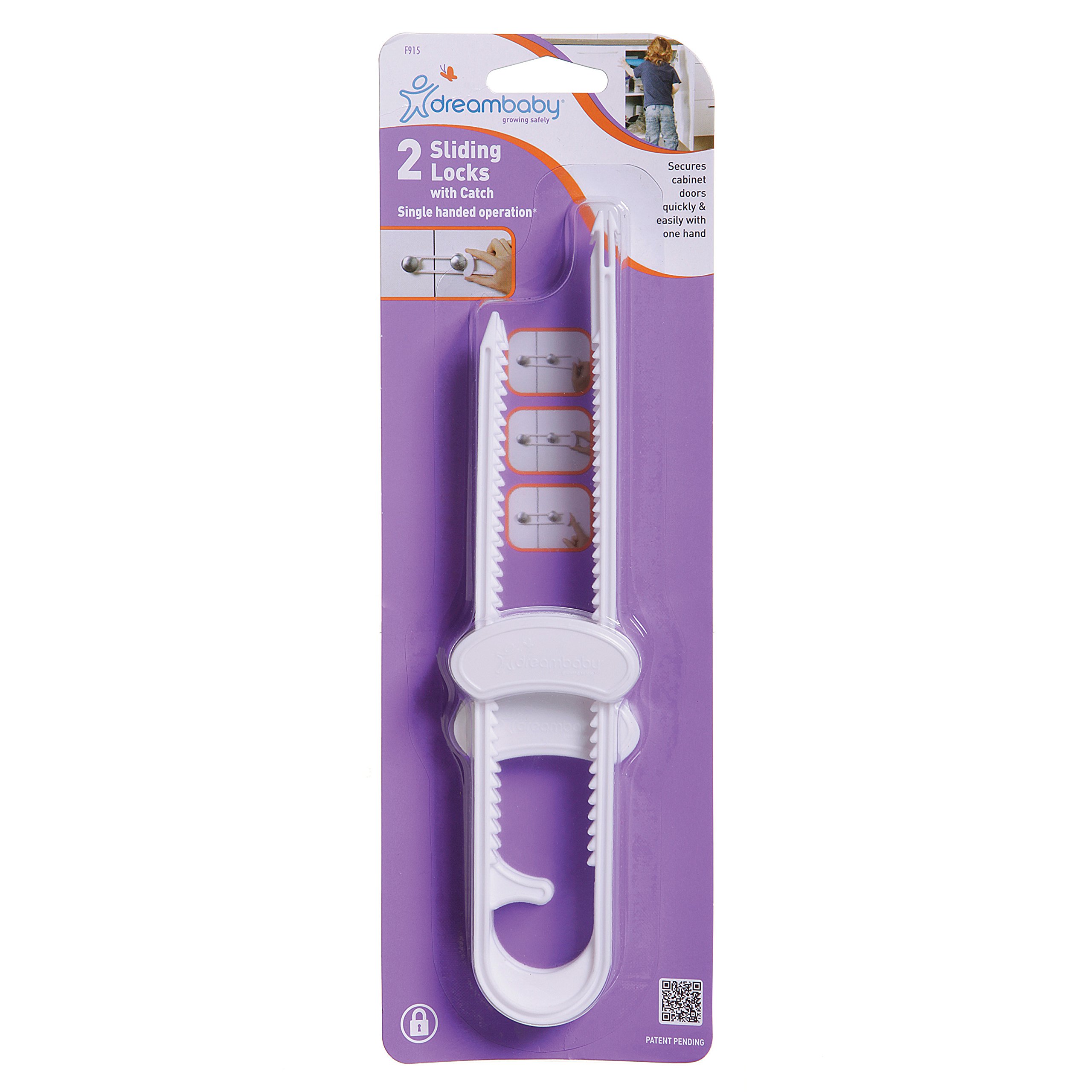 Dreambaby Sliding Locks with Catch 2 Pack-White