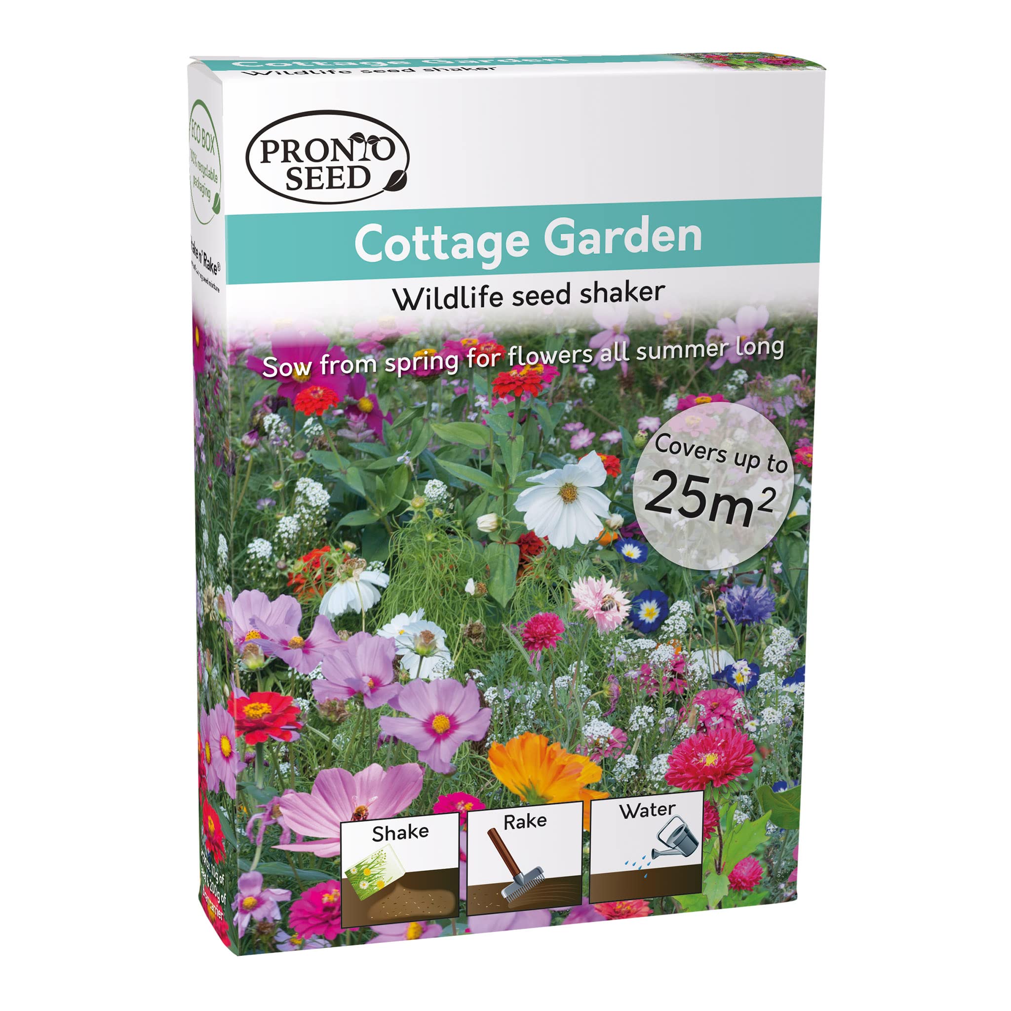 pronto seedWild Flowers Seeds UK Grow Your Own Themed Annual Wildflowers from Seed Covers 25m2 (Cottage Garden) Wildflower Seed Mix