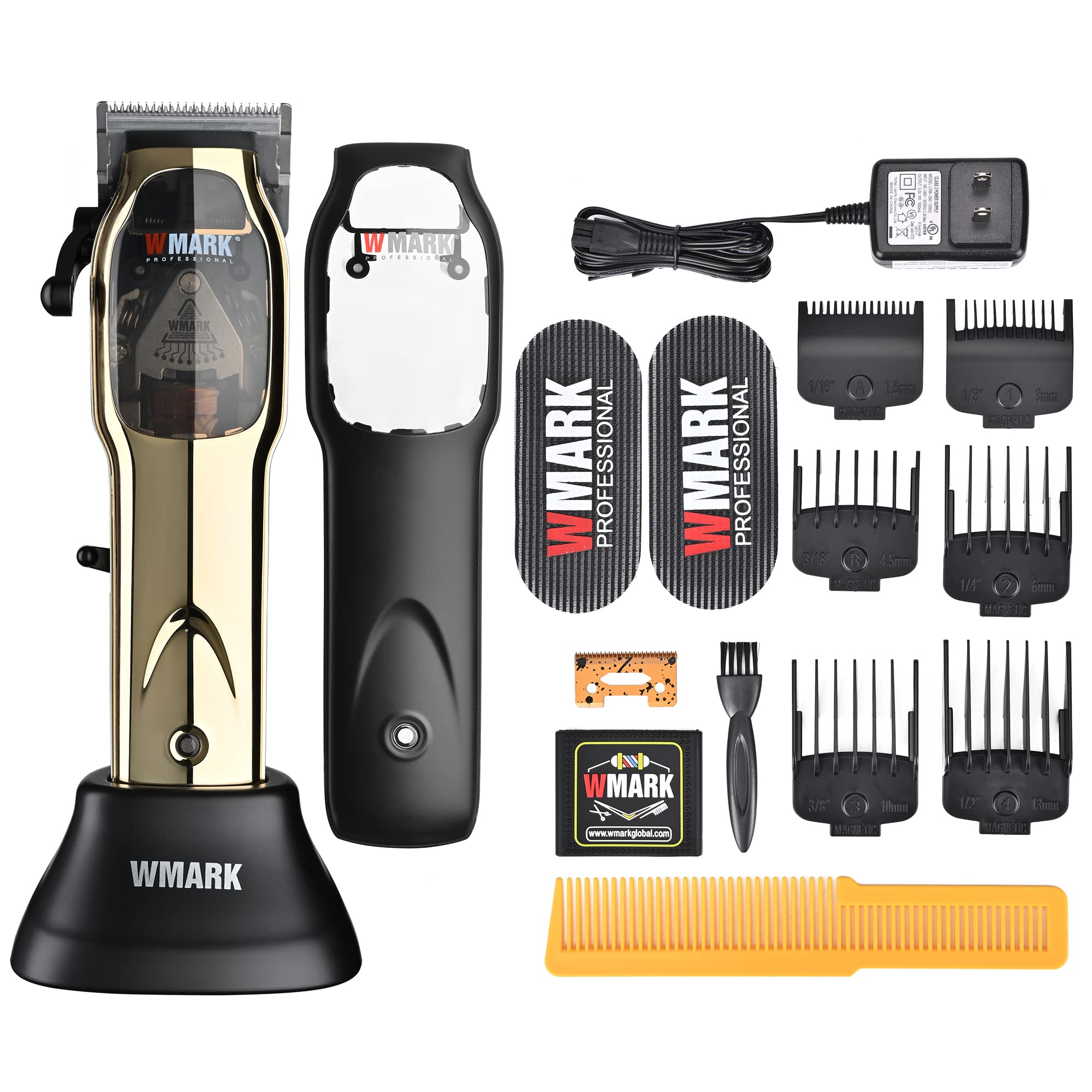 WMARK 2023 NG-9002 High Speed Professional Hair Clipper Microchipped Magnetic Motor 9000RPM 9V Motor with Charge Stand (NG-9002 Golden)