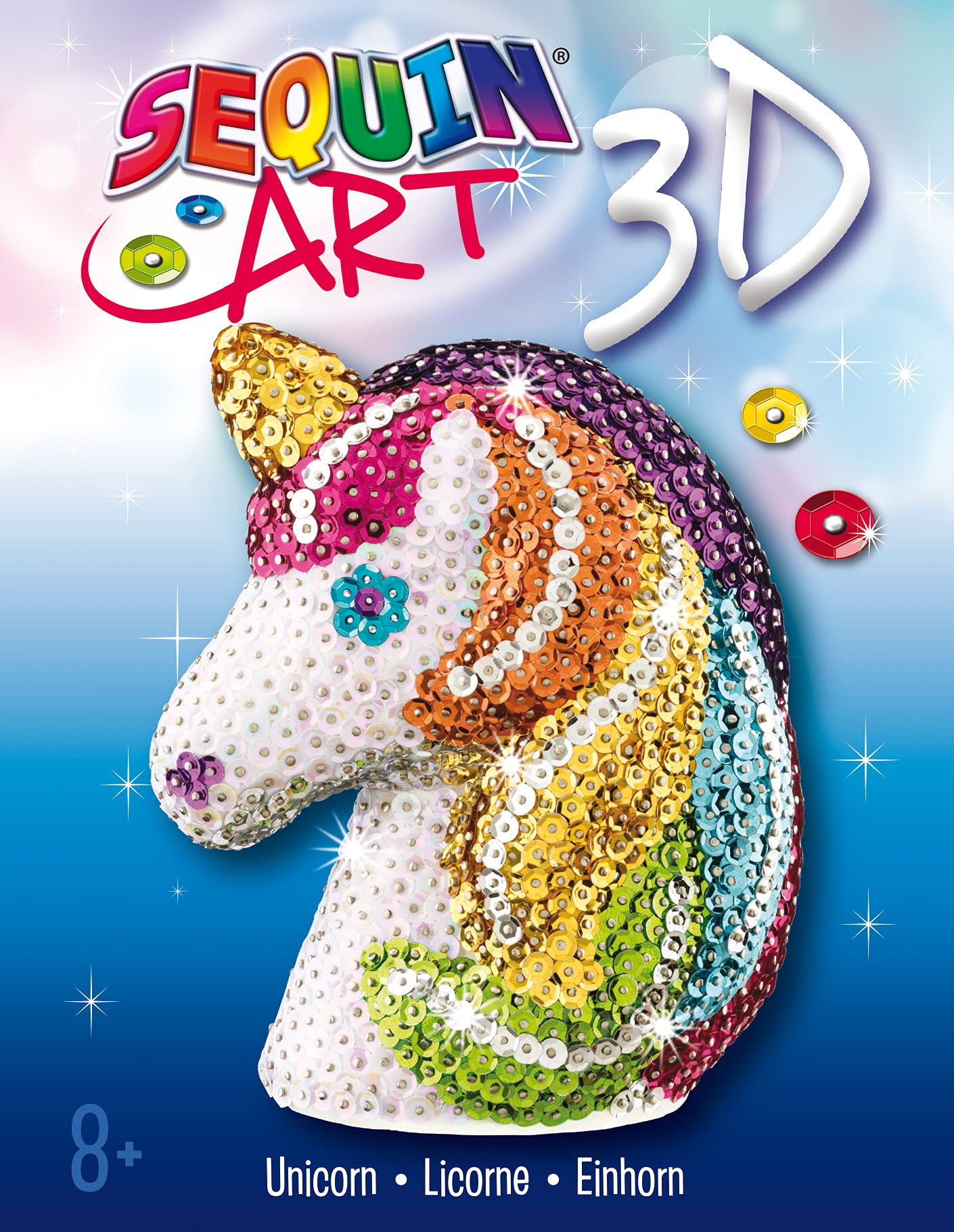 Sequin Art 3D Series Unicorn Figurine, Sparkling Arts and Crafts Kit; Creative Crafts for Adults and Kids