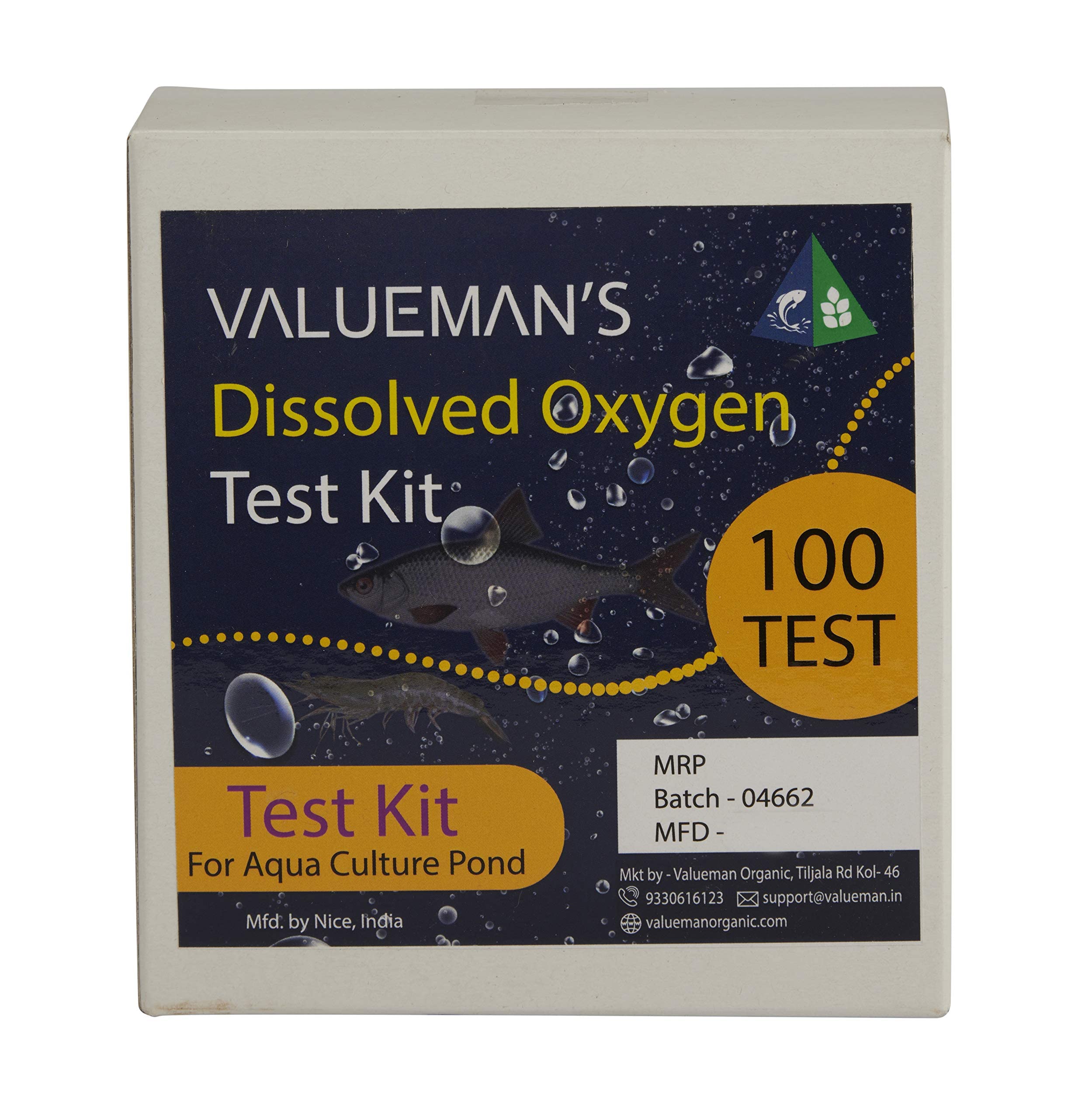 VALUEMANORGANIC Dissolved Oxygen (DO) Test Kit_Aqua culture & aquarium water DO 100 Test