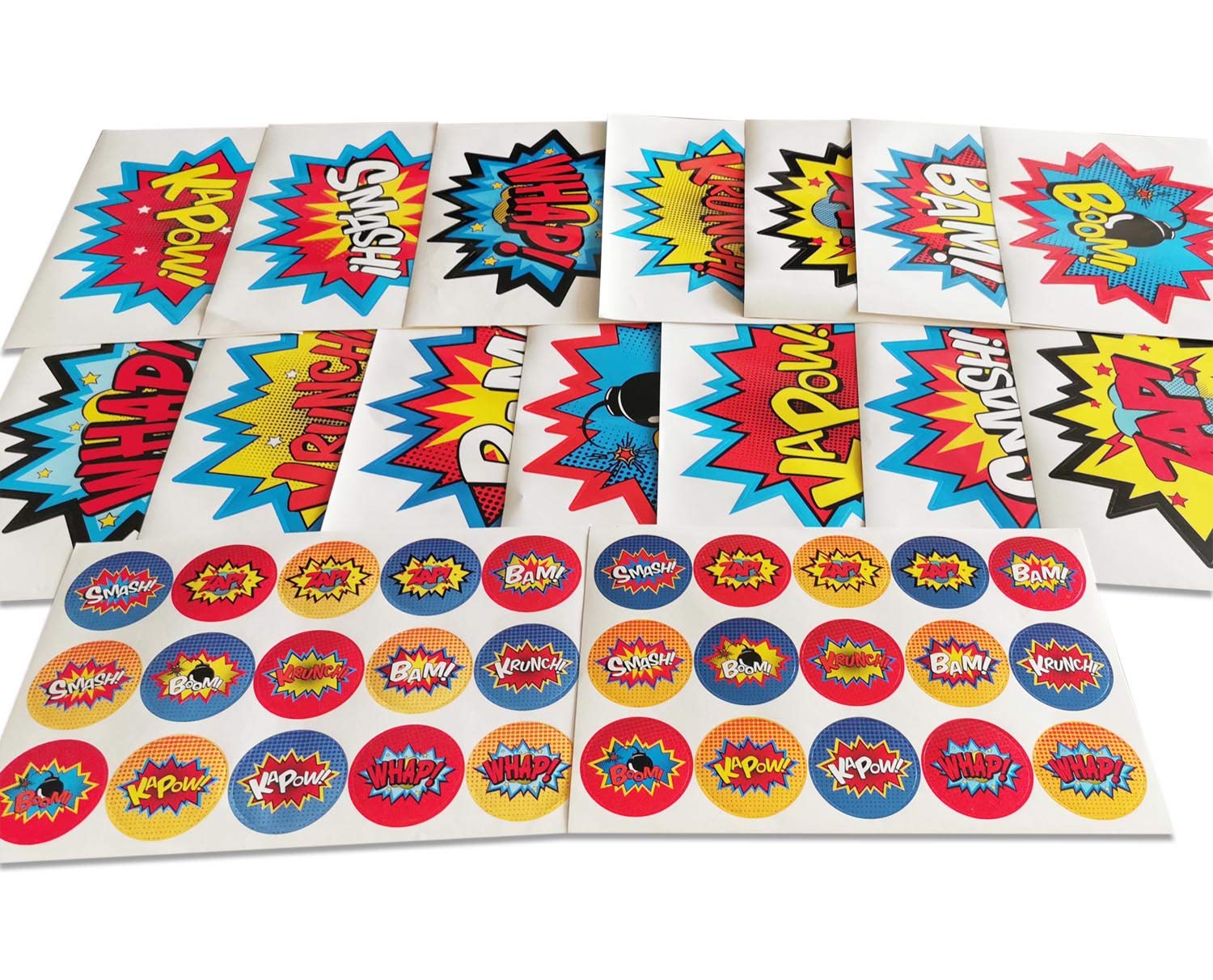 ADJOYLarge Superhero Party Stickers - Superhero Sign Cutout Stickers - Superhero Party Supplies