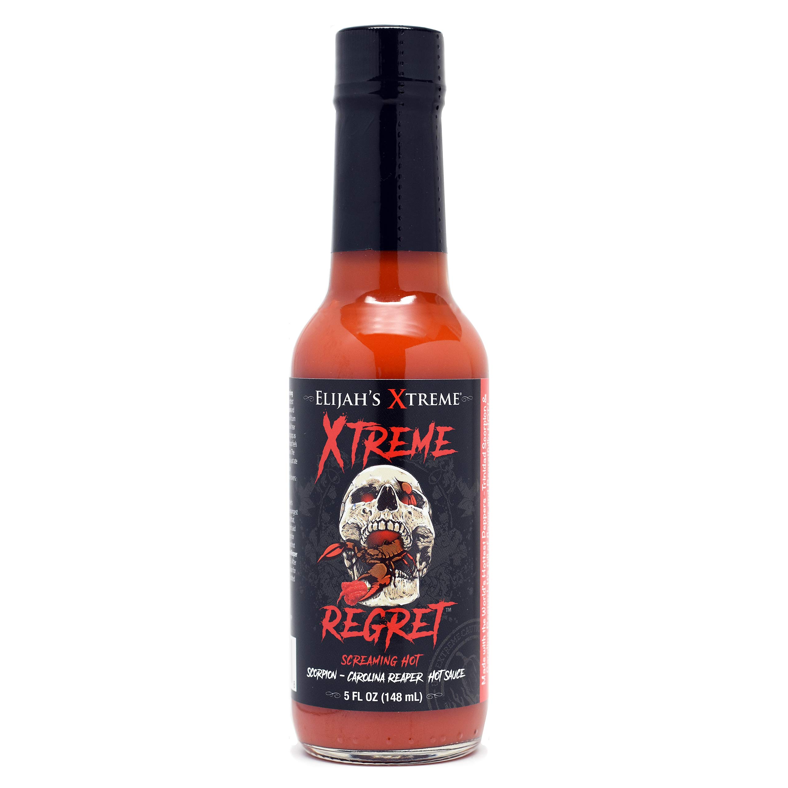 Elijah's XtremeRegret Hot Sauce - Carolina Reaper and Trinidad Scorpion - The 2 Hottest Peppers in the World for an Extreme Fiery Heat