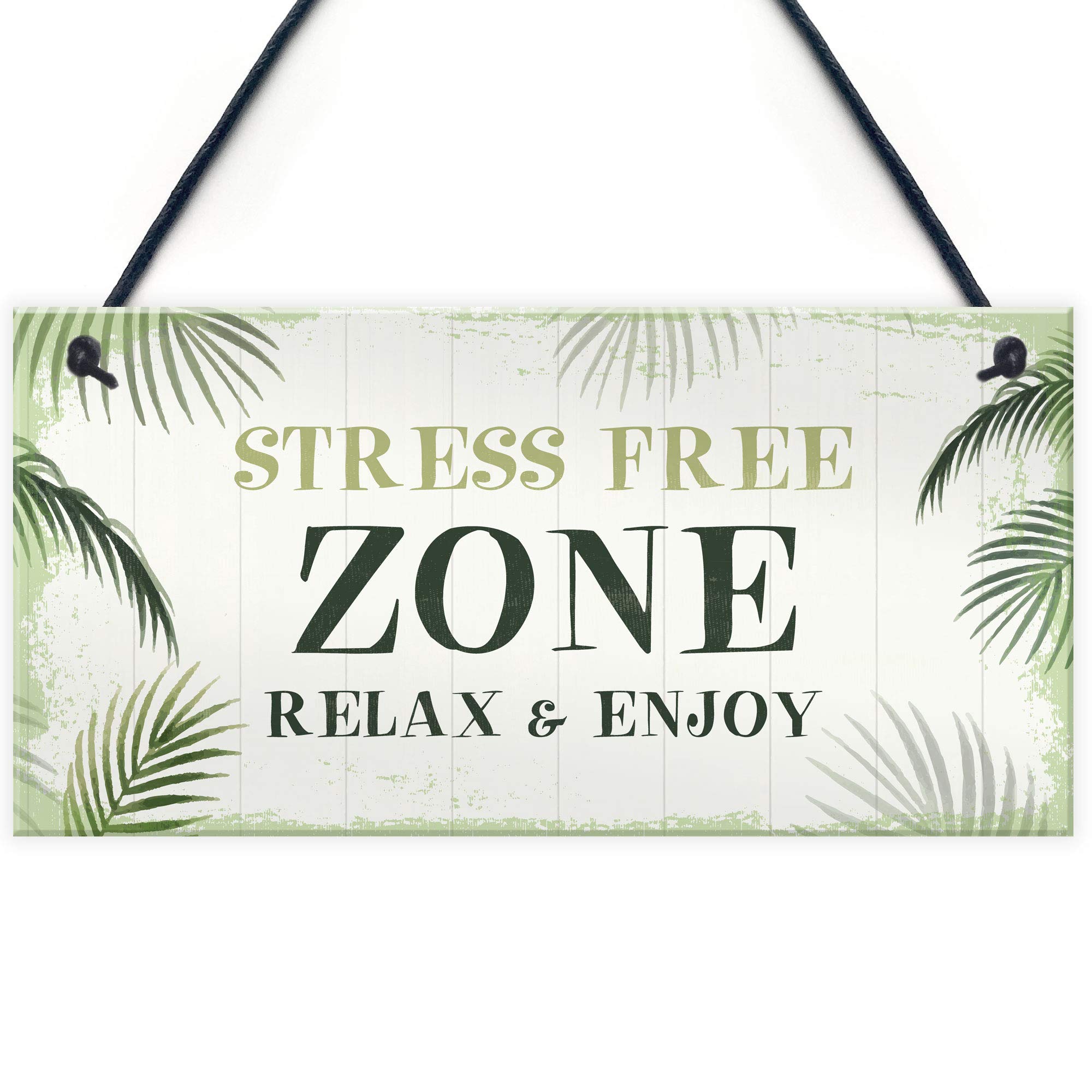 RED OCEANShabby Chic Stress Free Zone Sign Hot Tub Plaque Garden Shed Summer House Sign